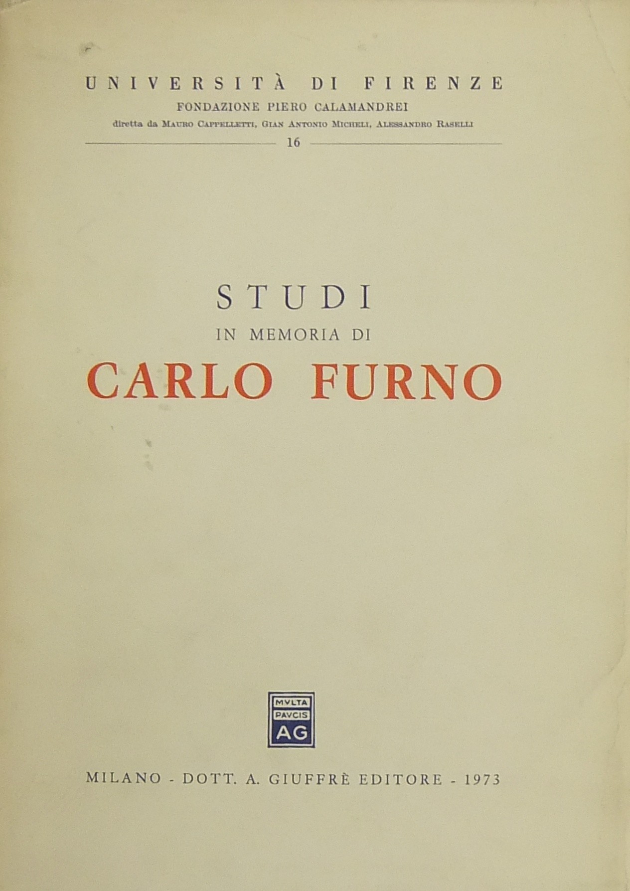 Studi in memoria di Carlo Furno