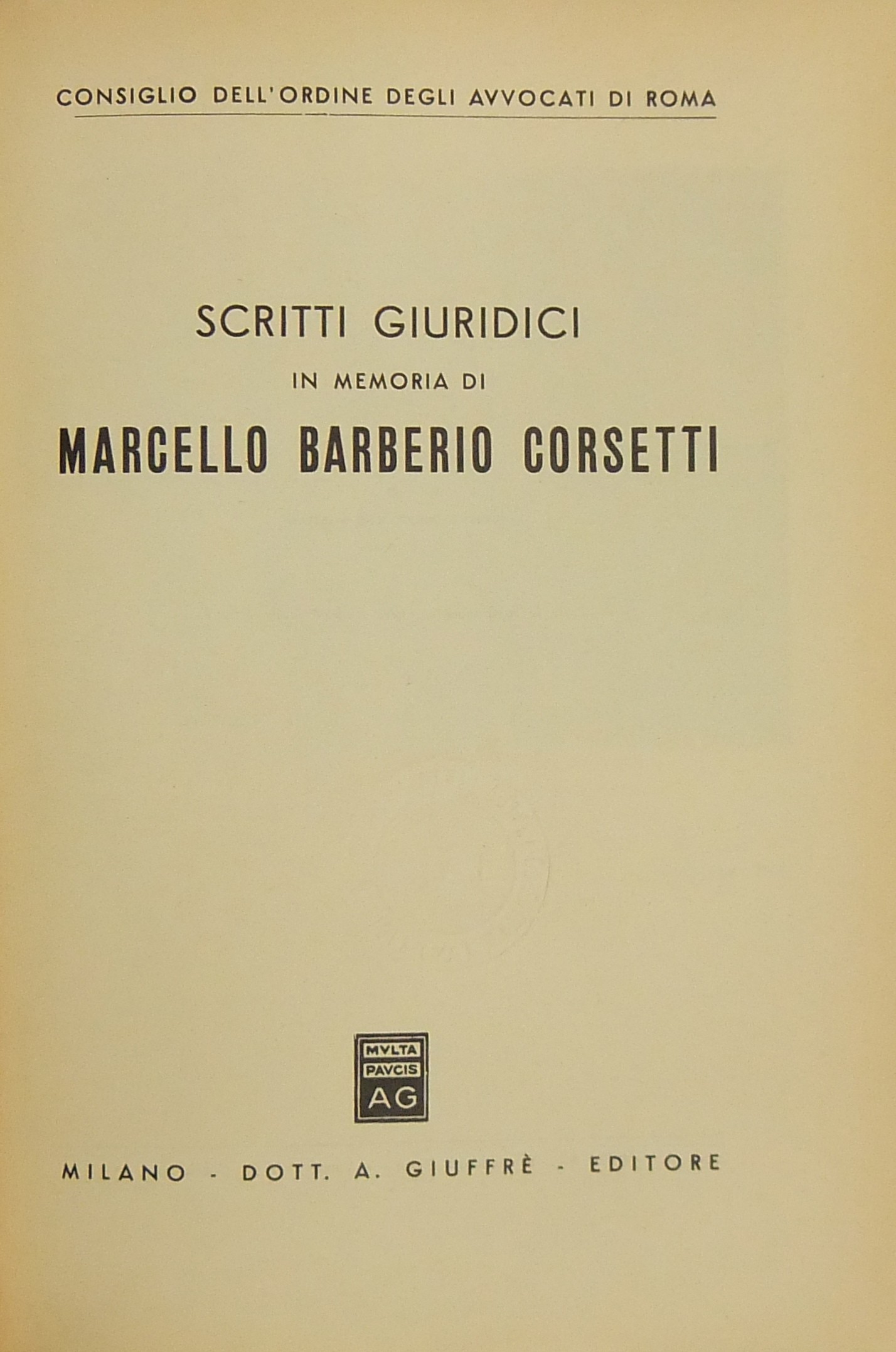 Scritti giuridici in memoria di Marcello Barberio Corsetti