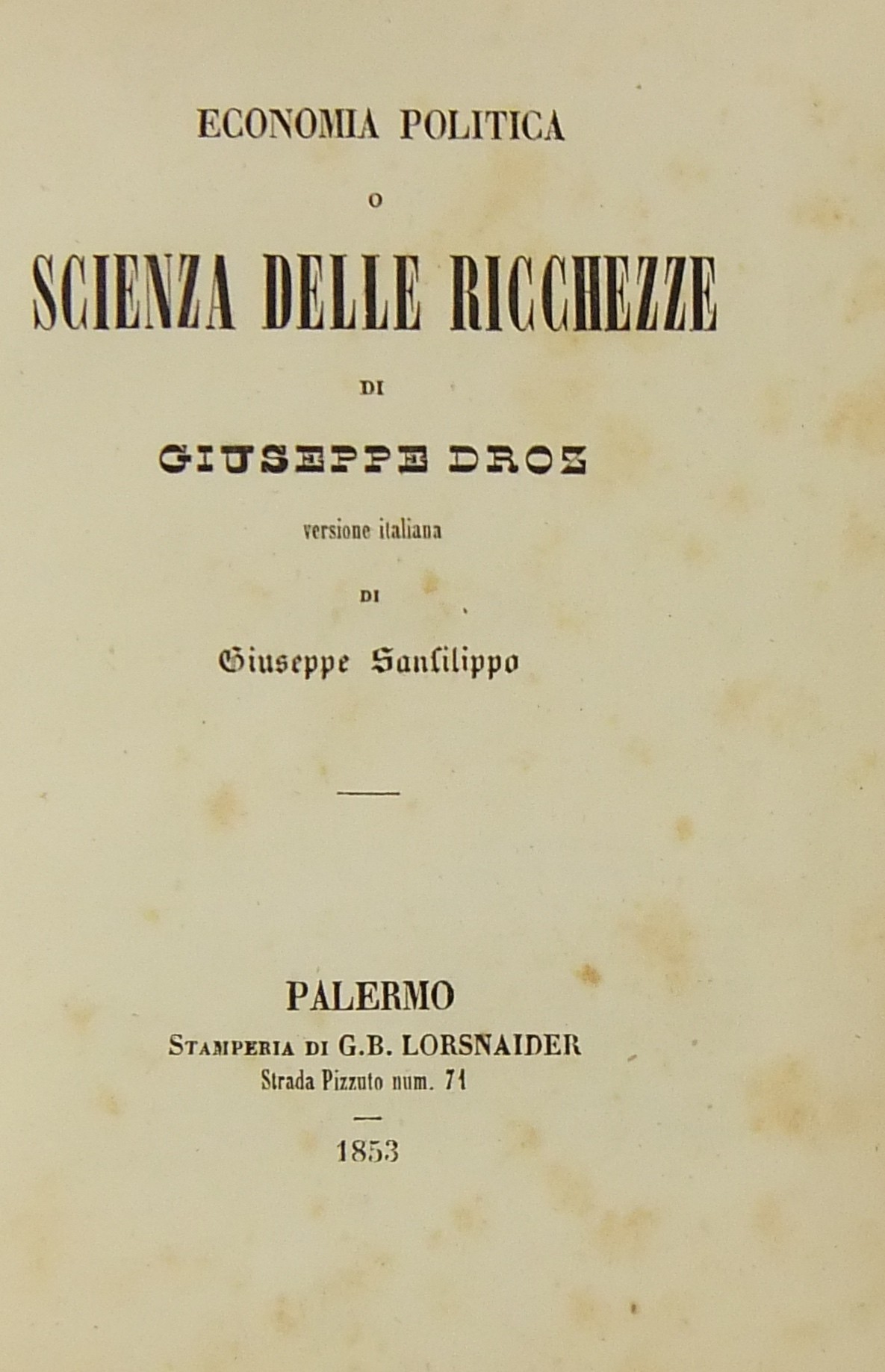 Economia politica o scienza delle ricchezze.. Vers