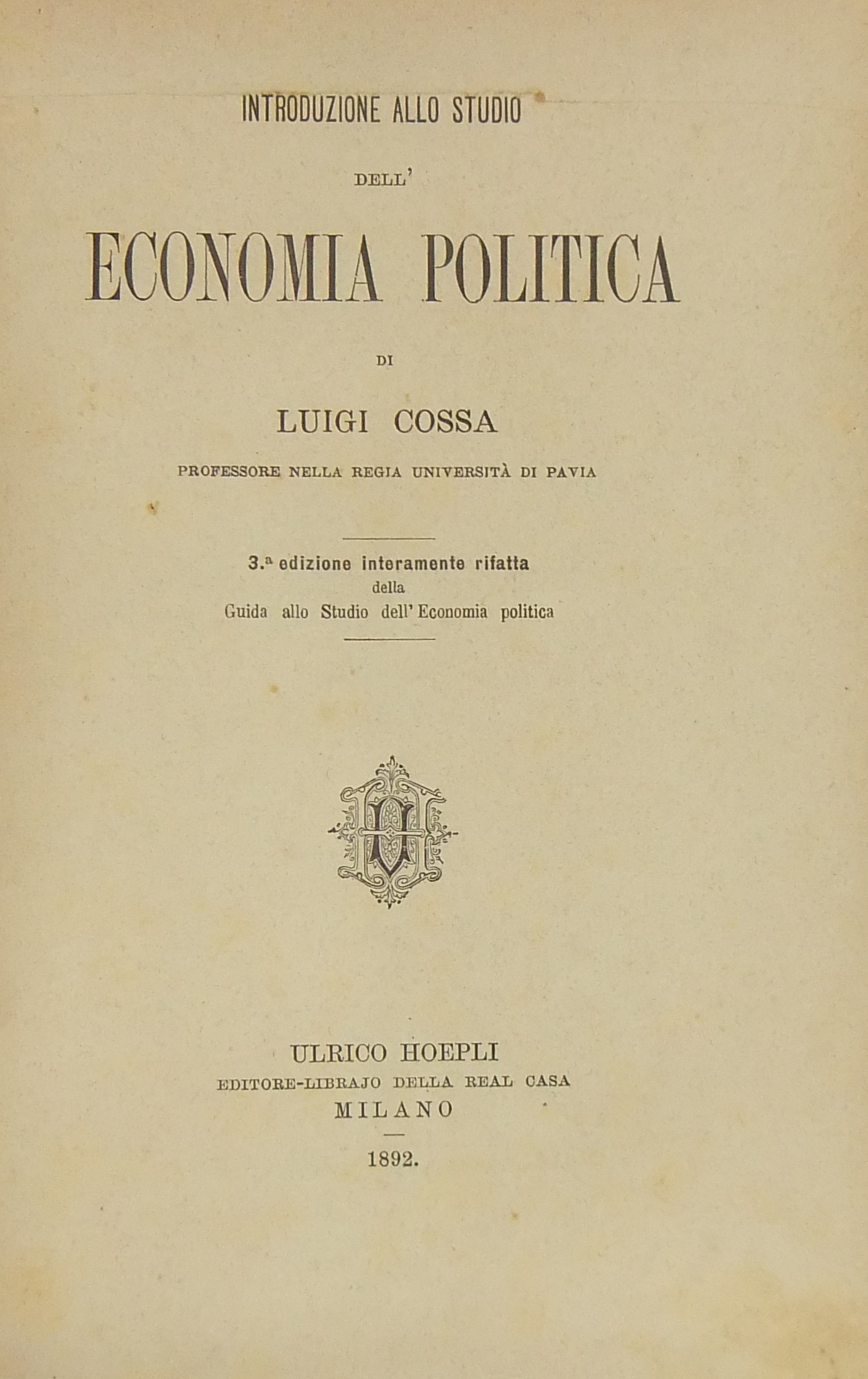 Introduzione allo studio dell'economia politica