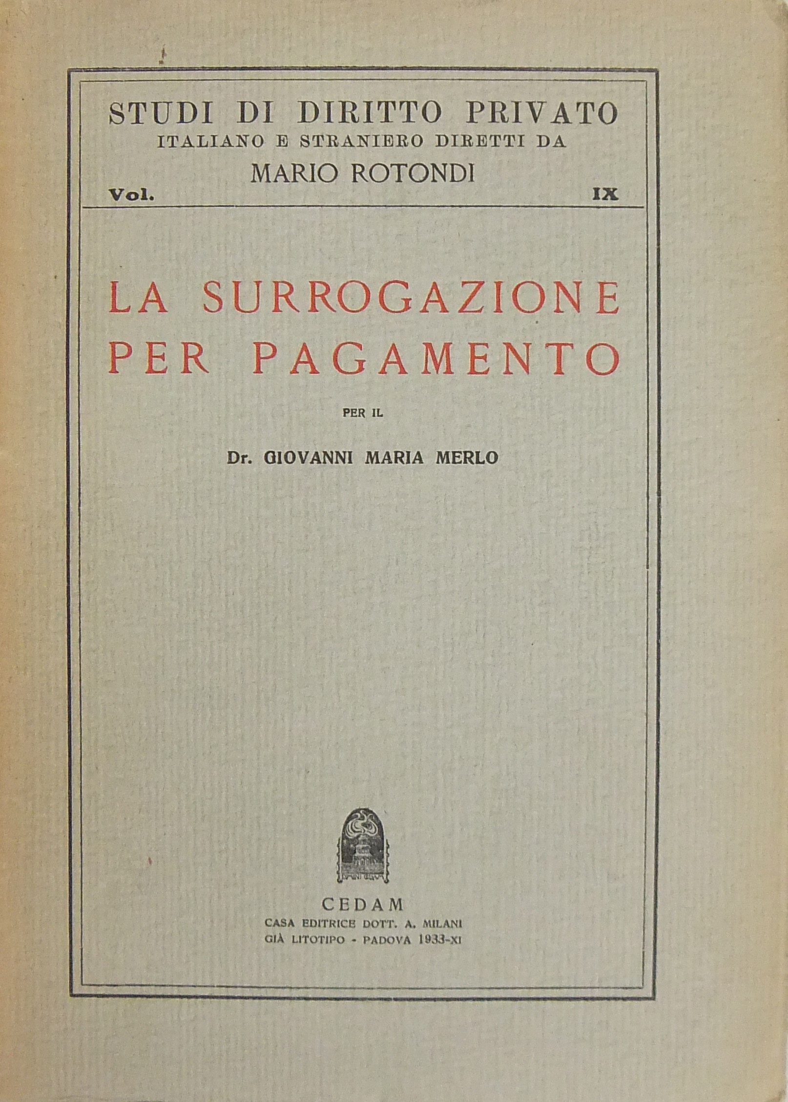 La surrogazione per pagamento