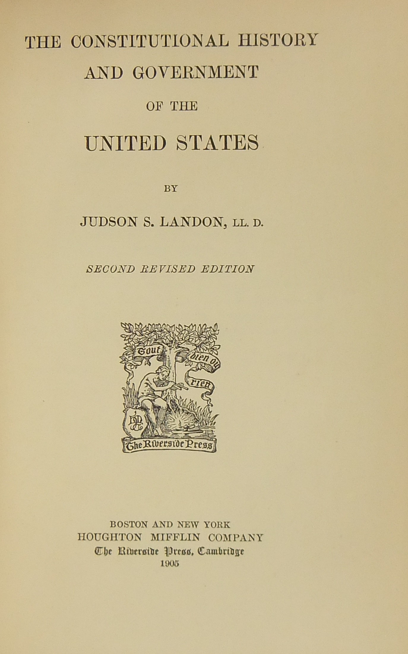 The constitutional history and government of the U