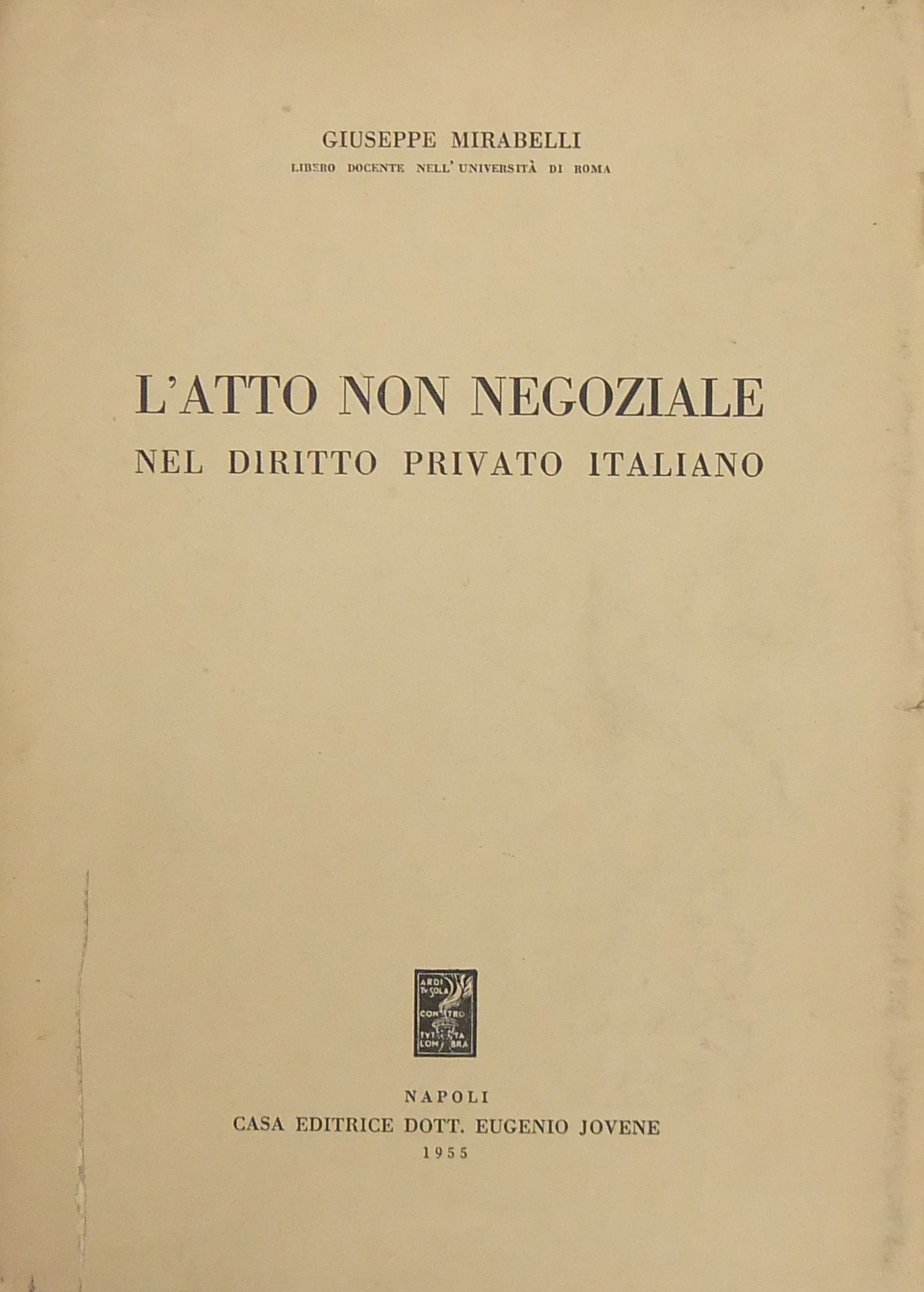 L'atto non negoziale nel diritto privato italiano