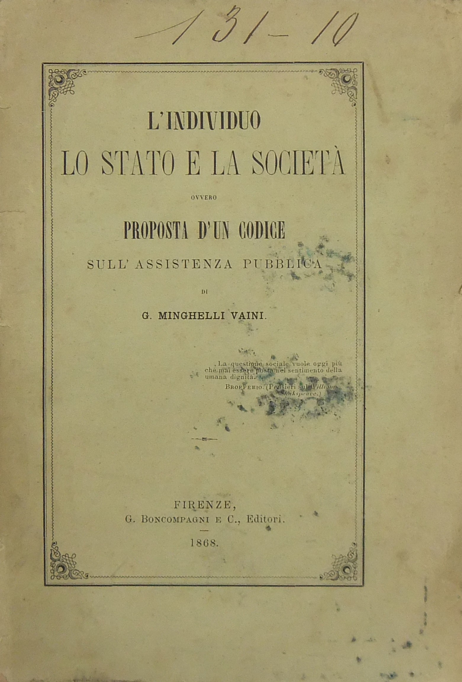 L'individuo lo Stato e la società ovvero proposta