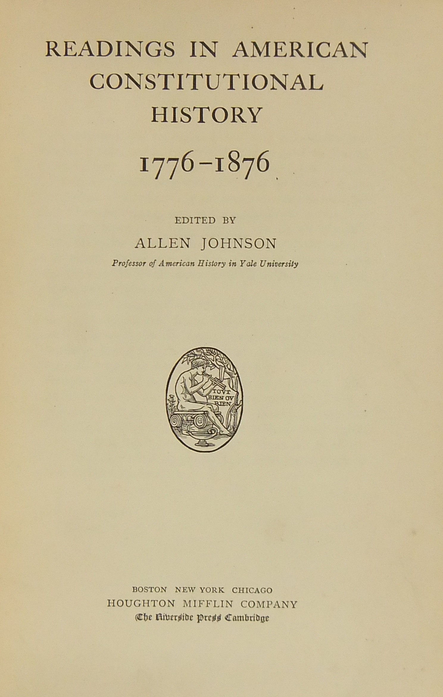 Reading in american costitutional history 1776-187