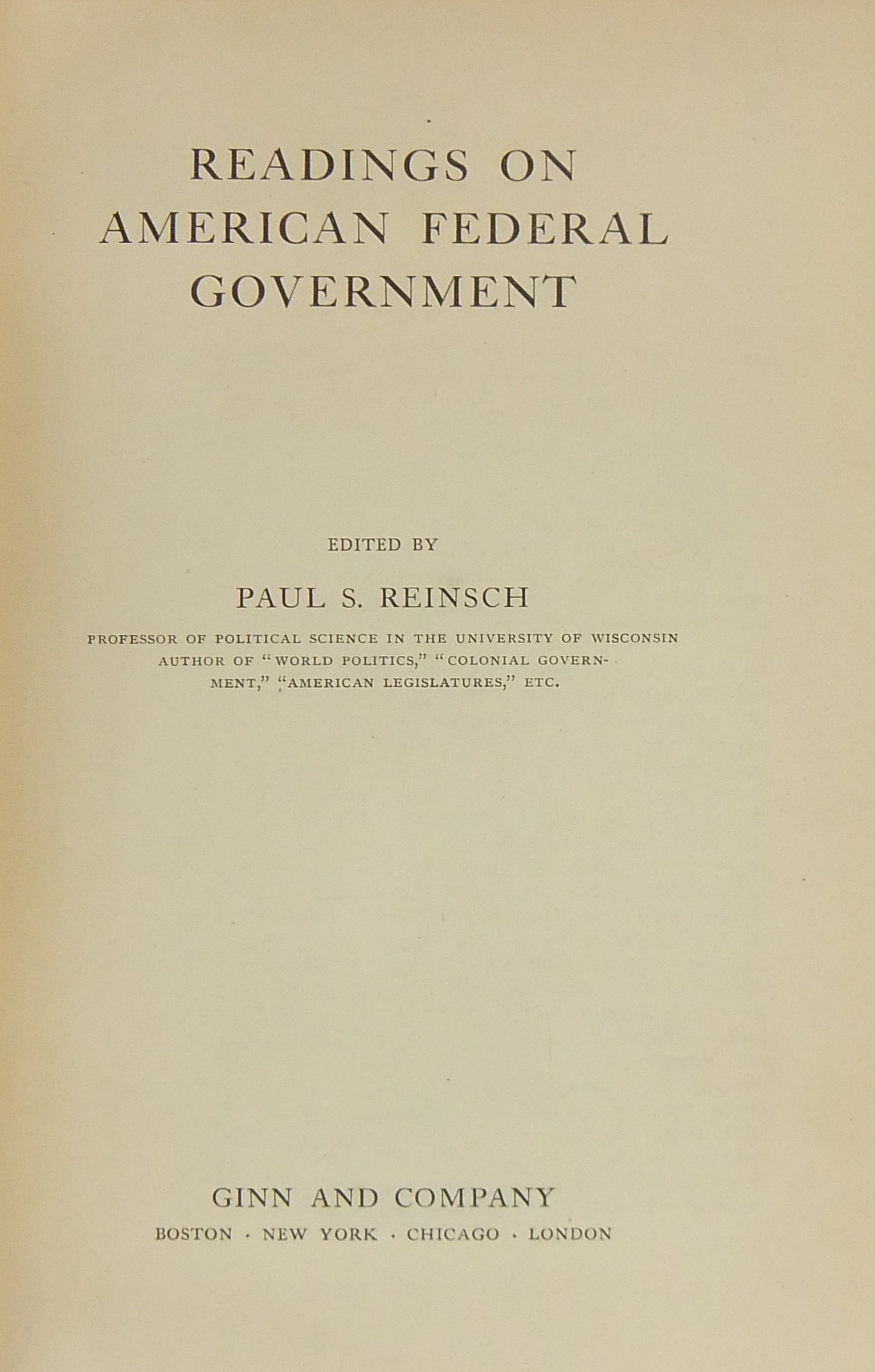 Readings on american federal government