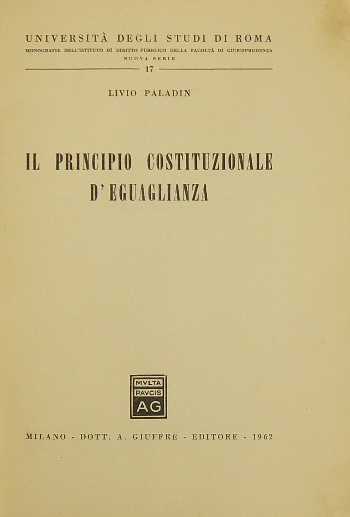 Il principio costituzionale d'eguaglianza