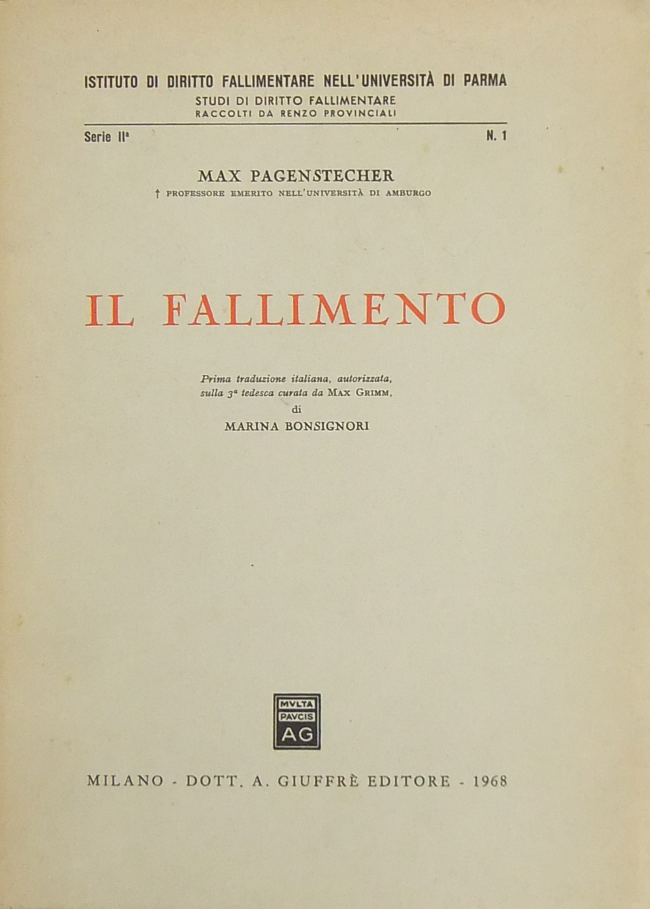 Il fallimento. Prima traduzione italiana autorizza