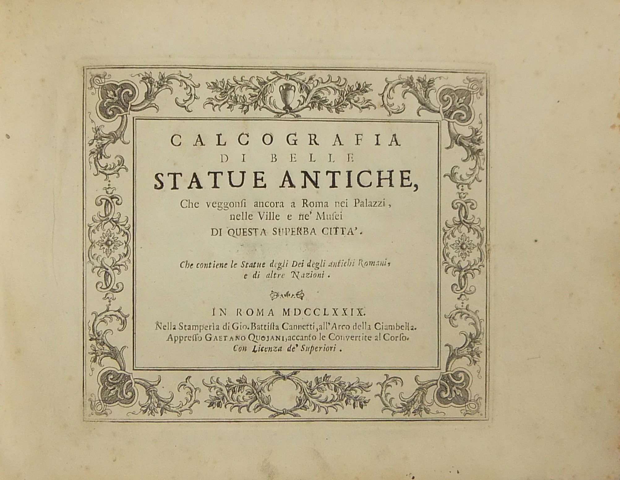 Calcografia di belle statue antiche che veggonsi a