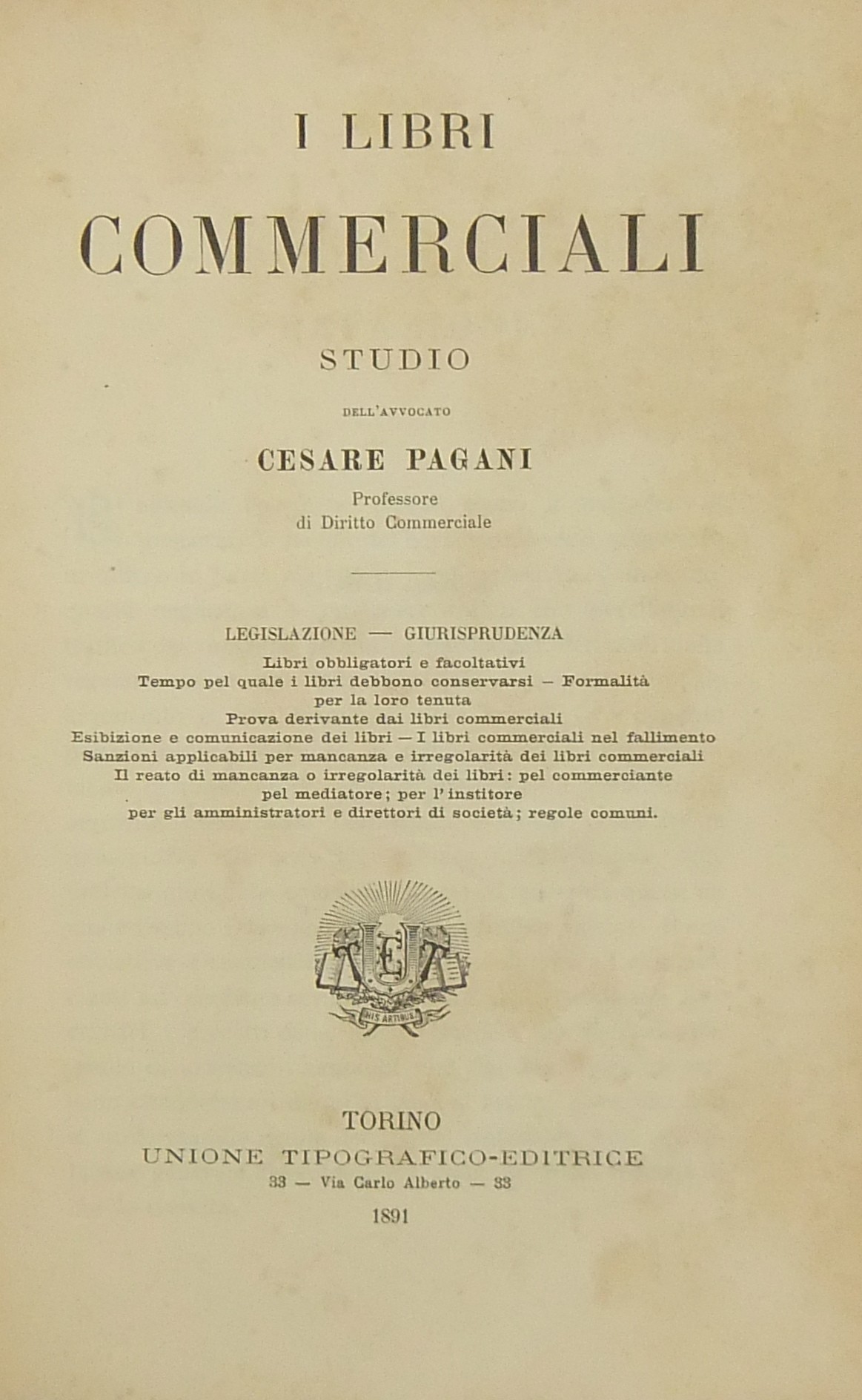 I libri commerciali. Studio.. Legislazione. Giuris