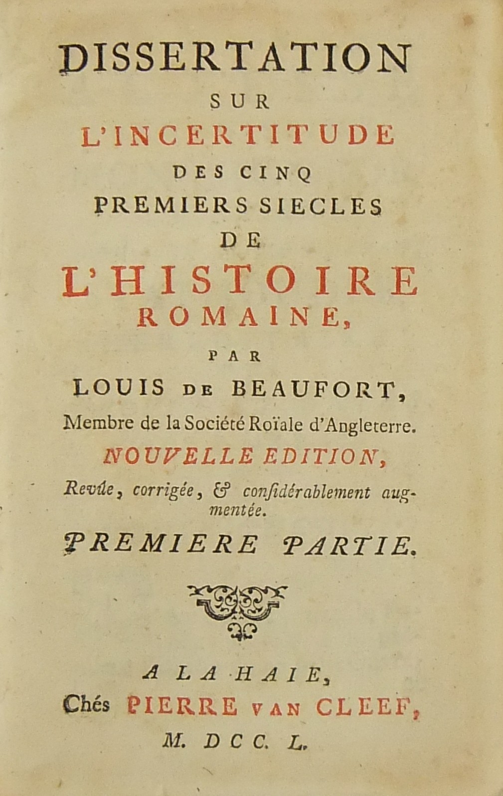 Dissertation sur l'incertitude des cinq premiers s