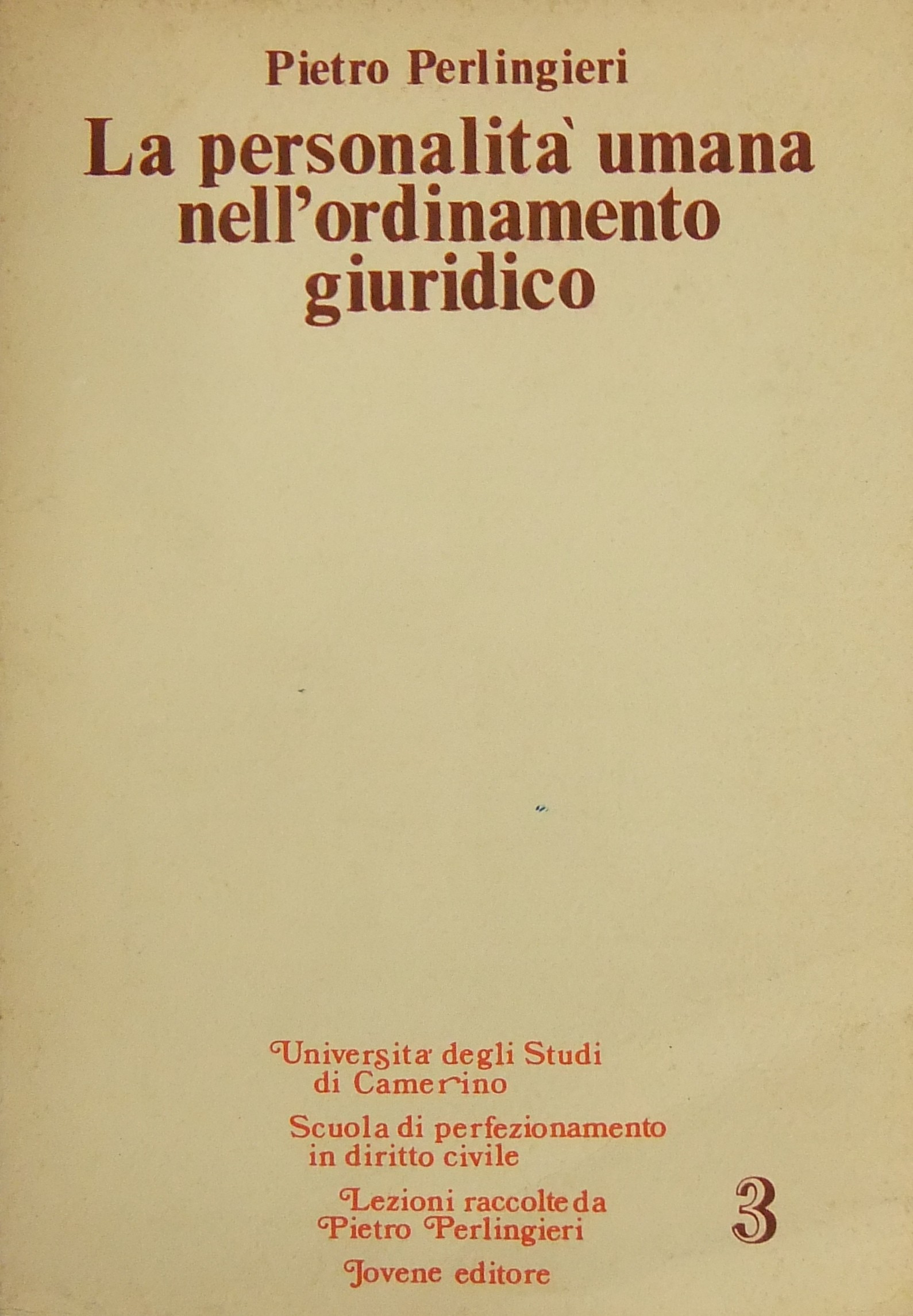 La personalità umana nell'ordinamento giuridico