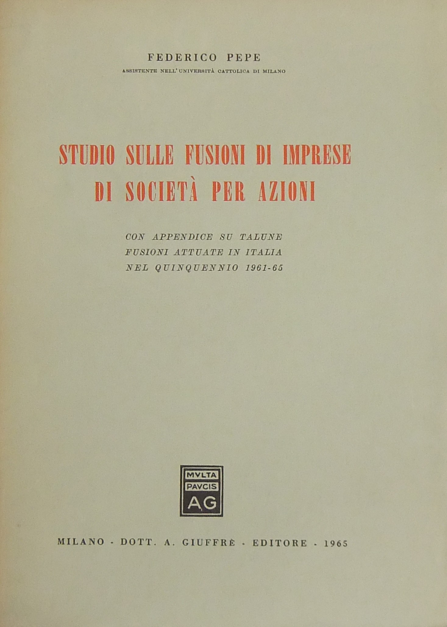 Studio sulle fusioni di imprese di società per azi