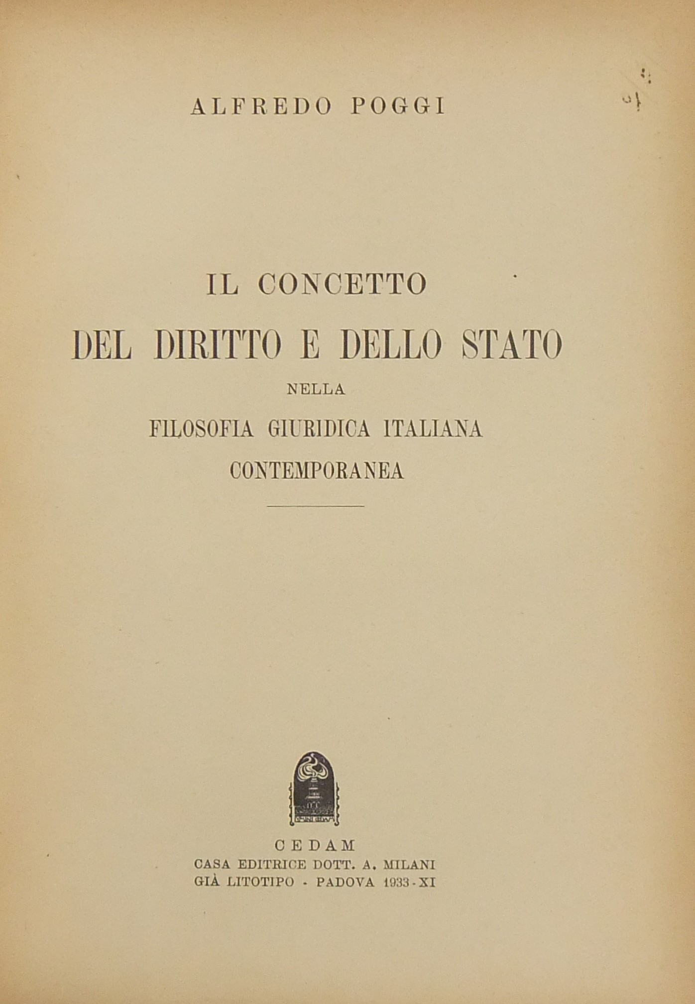 Il concetto del diritto e dello Stato nella filosofia giuridica italiana contemporanea