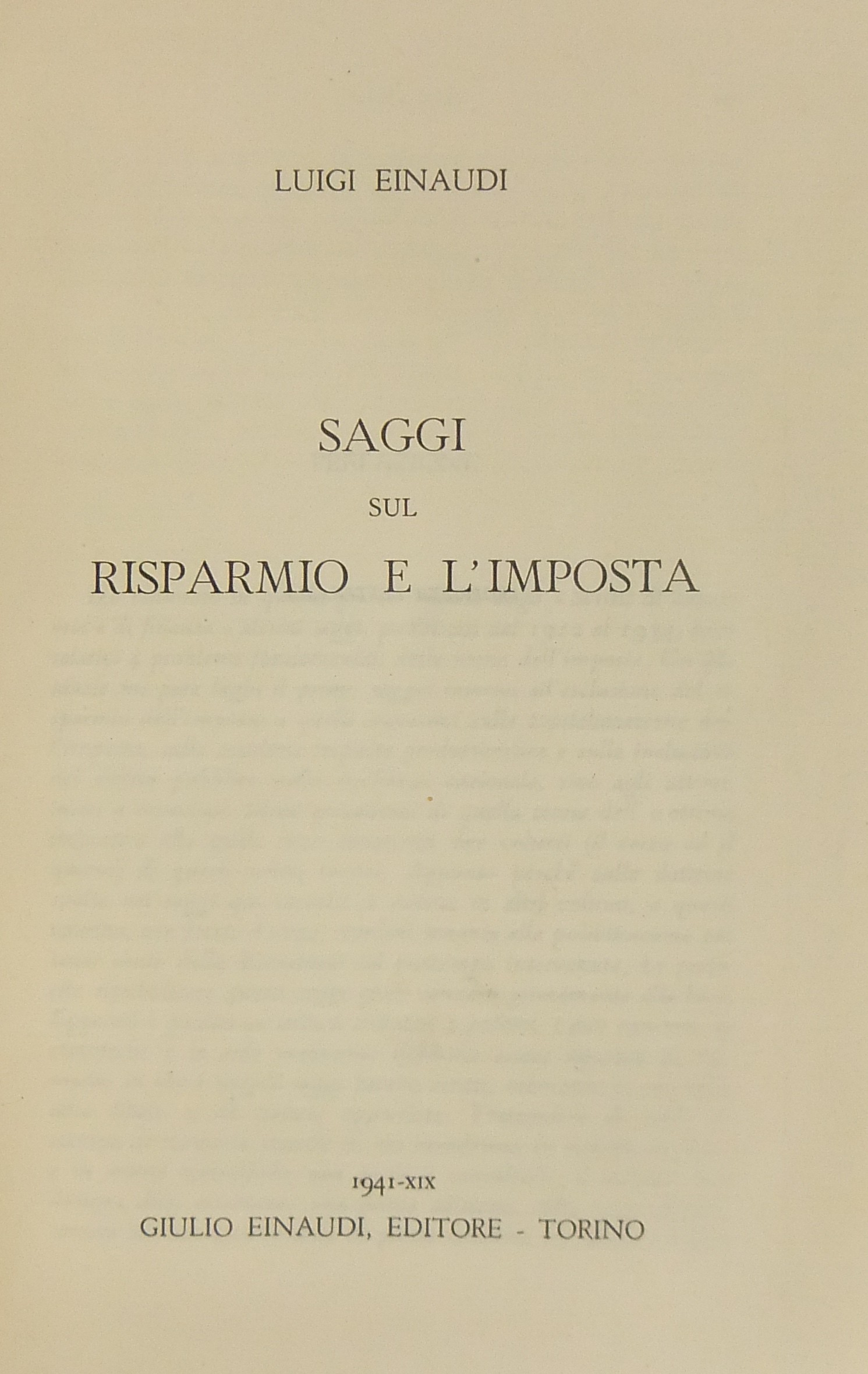 Saggi sul risparmio e l'imposta