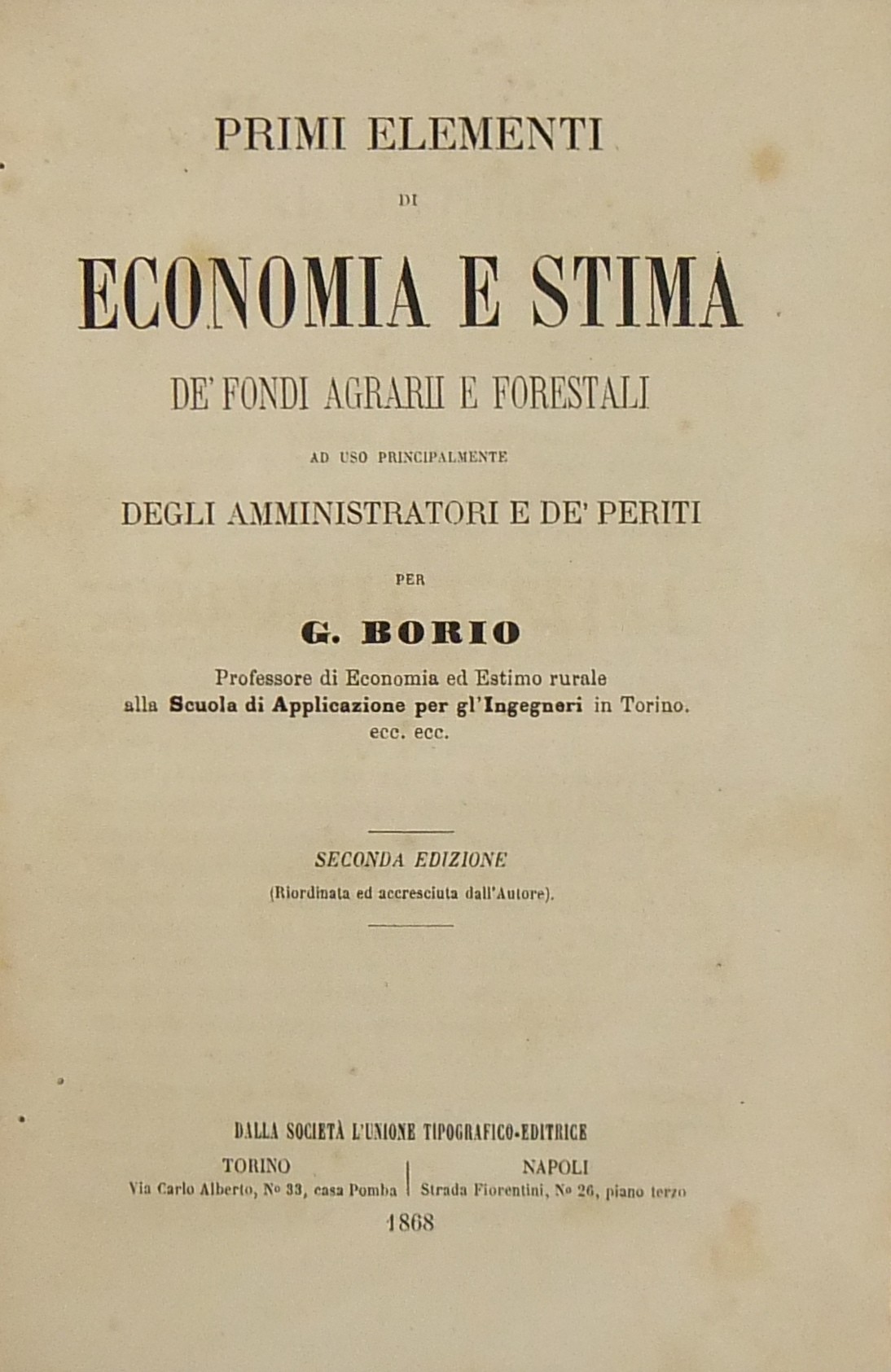 Primi elementi di economia e stima de' fondi agrar