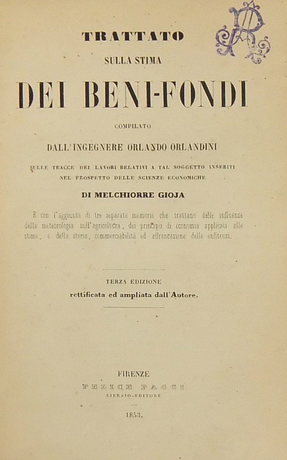 Trattato sulla stima dei beni-fondi compilato dall