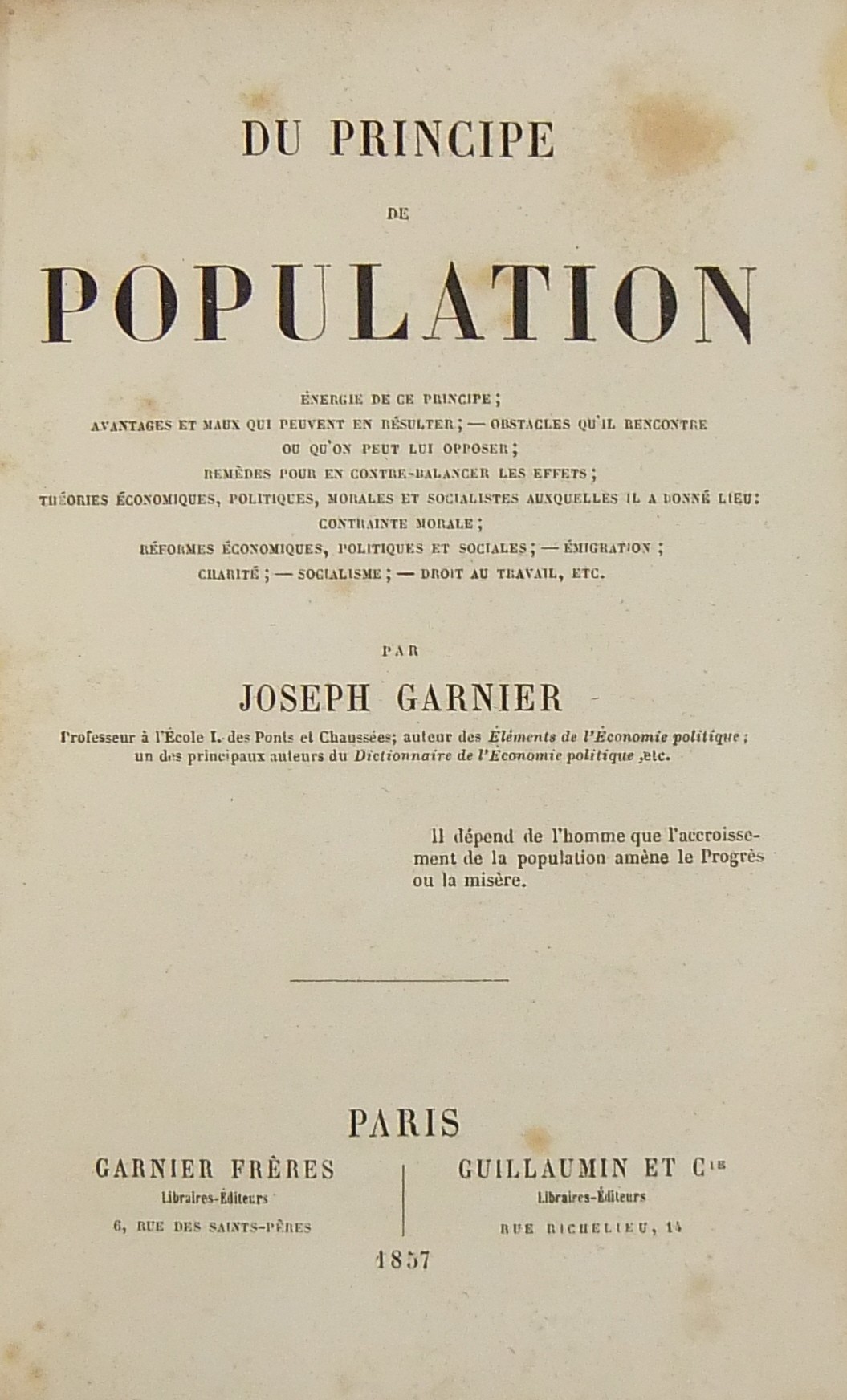 Du principe de population