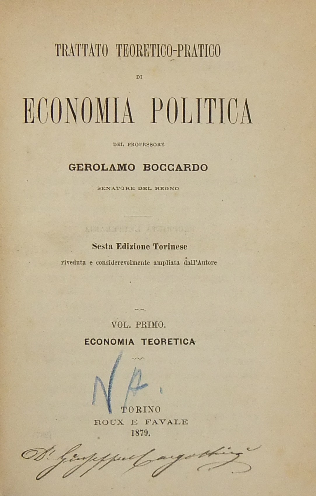 Trattato teorico-pratico di economia politica. Vol