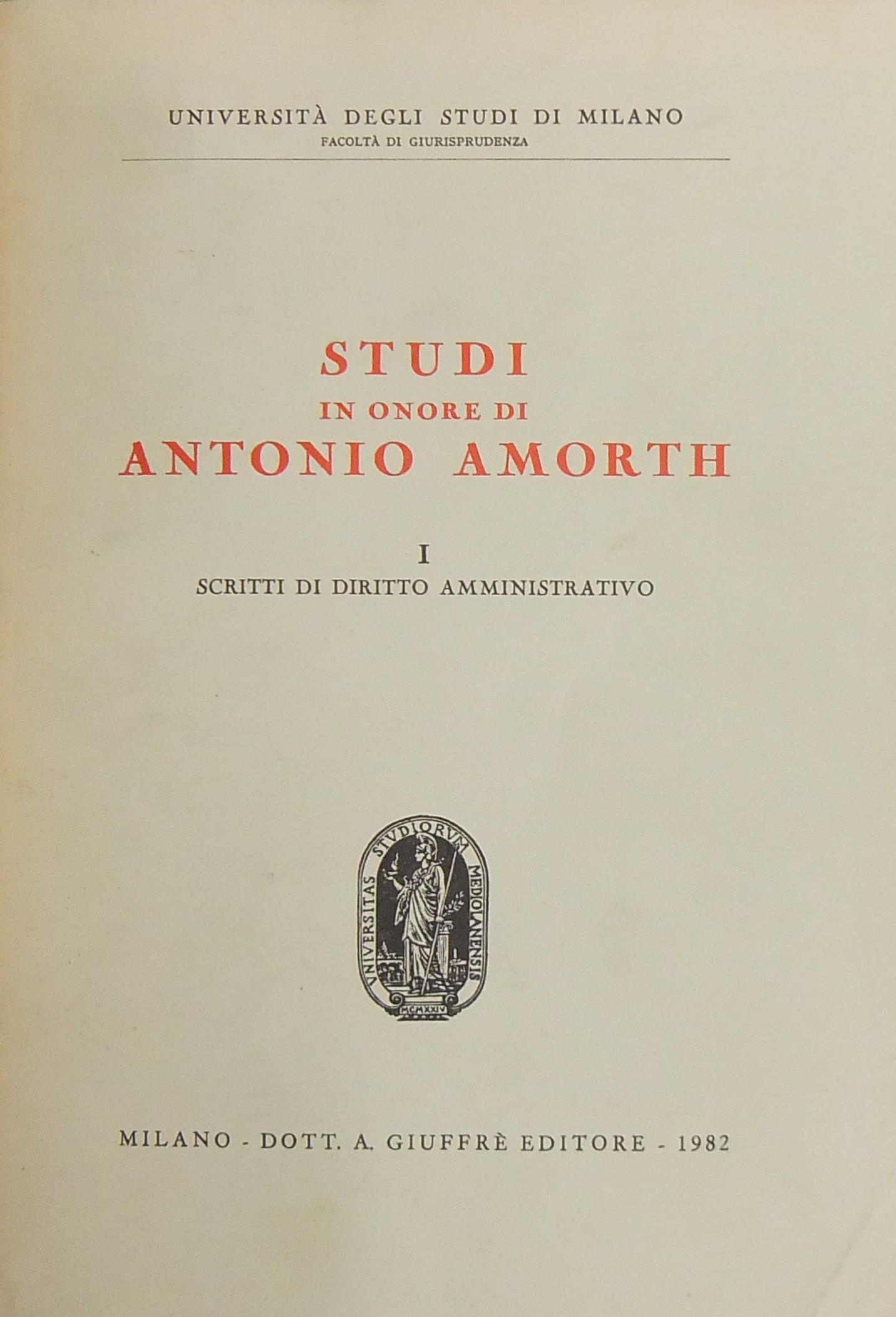 Studi in onore di Antonio Amorth.