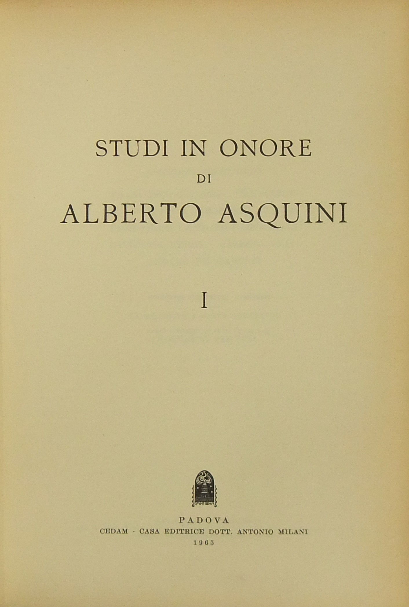 Studi in onore di Alberto Asquini