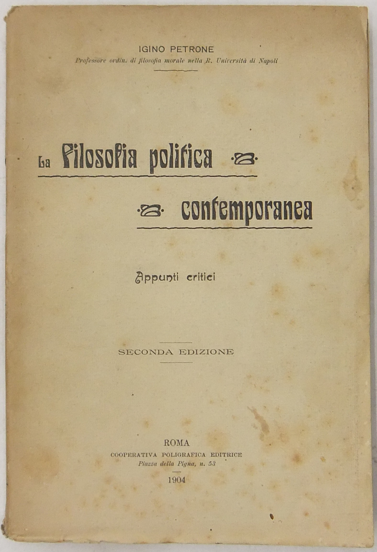 La filosofia politica contemporanea. Appunti critici