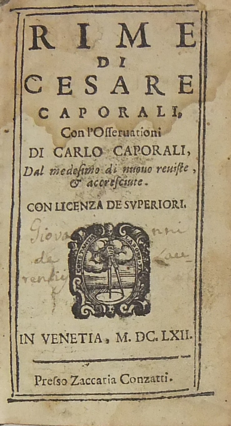 Rime. Con l'Osservationi di Carlo Caporali. 