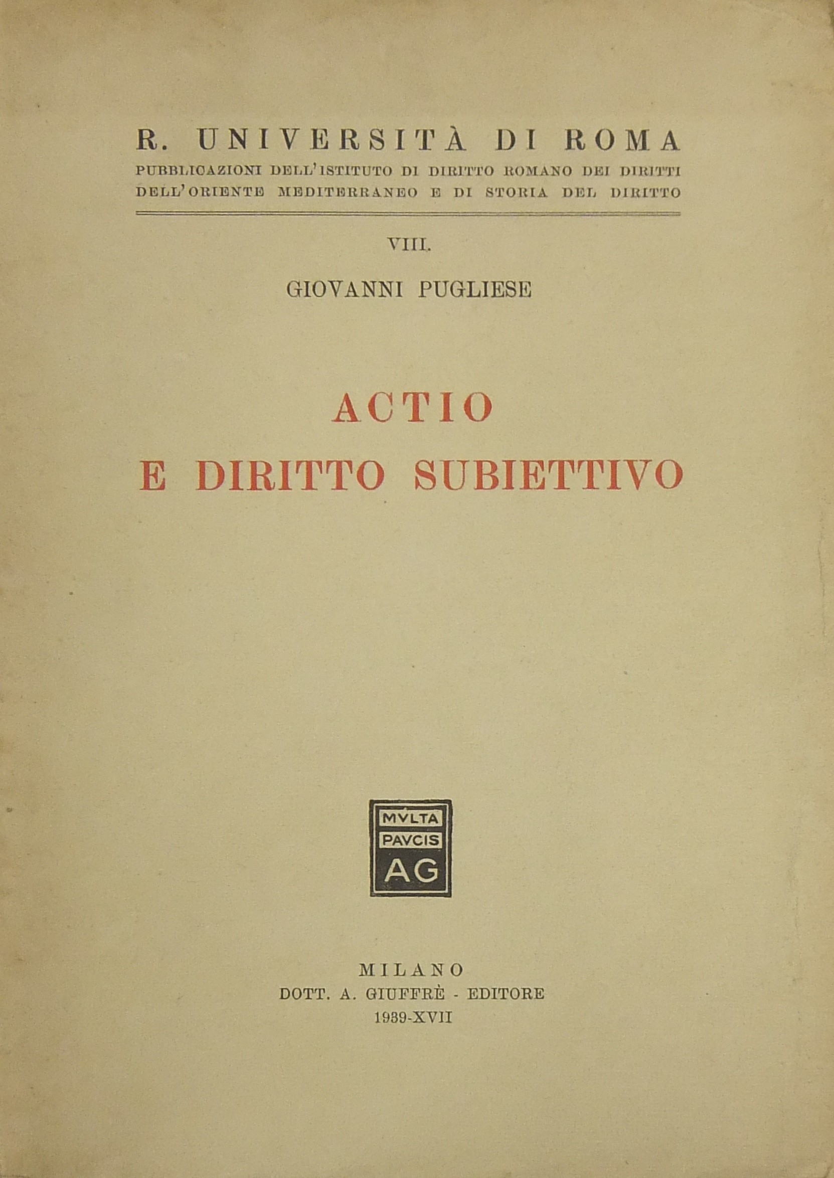 Actio e diritto subiettivo
