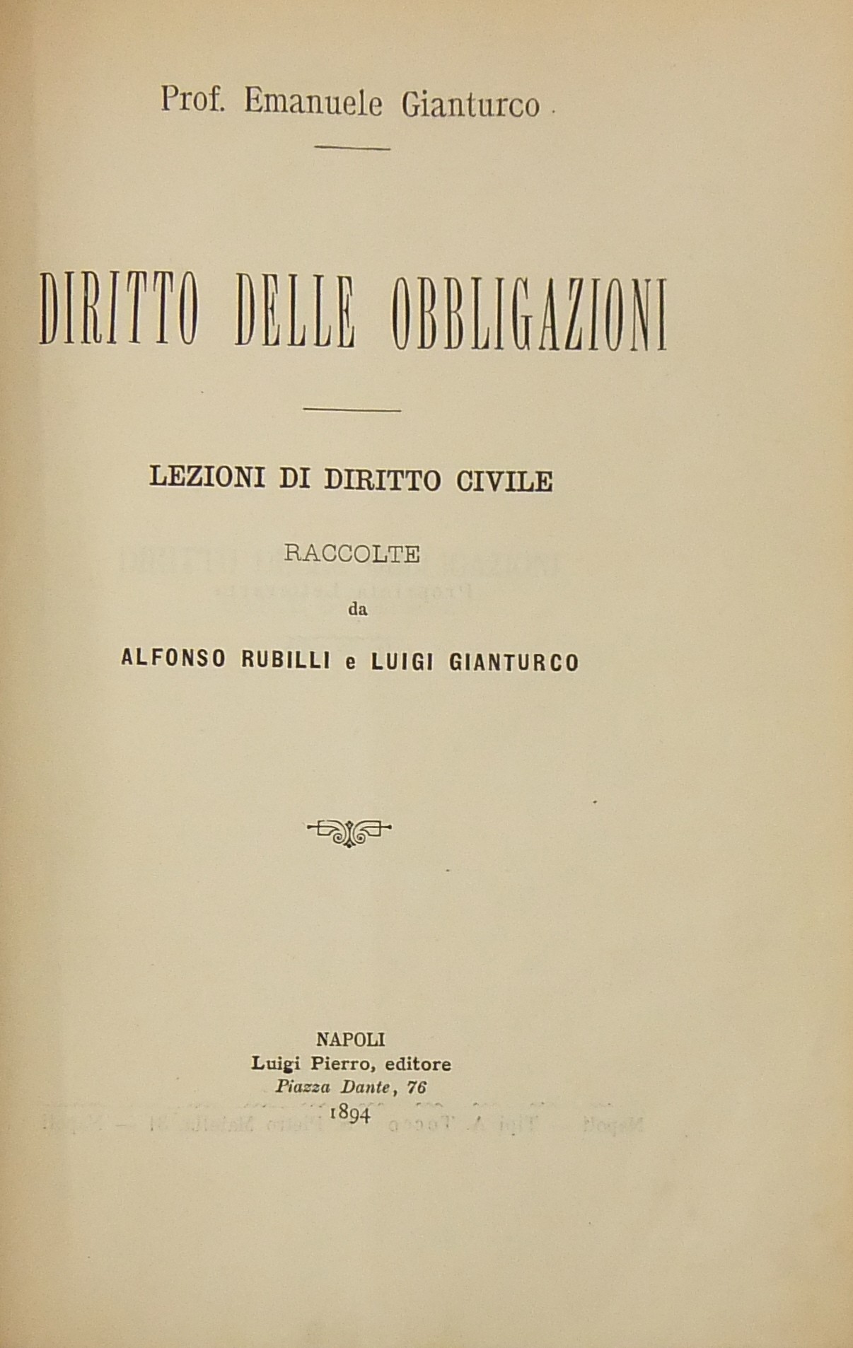 Diritto delle obbligazioni. Lezioni di diritto civile