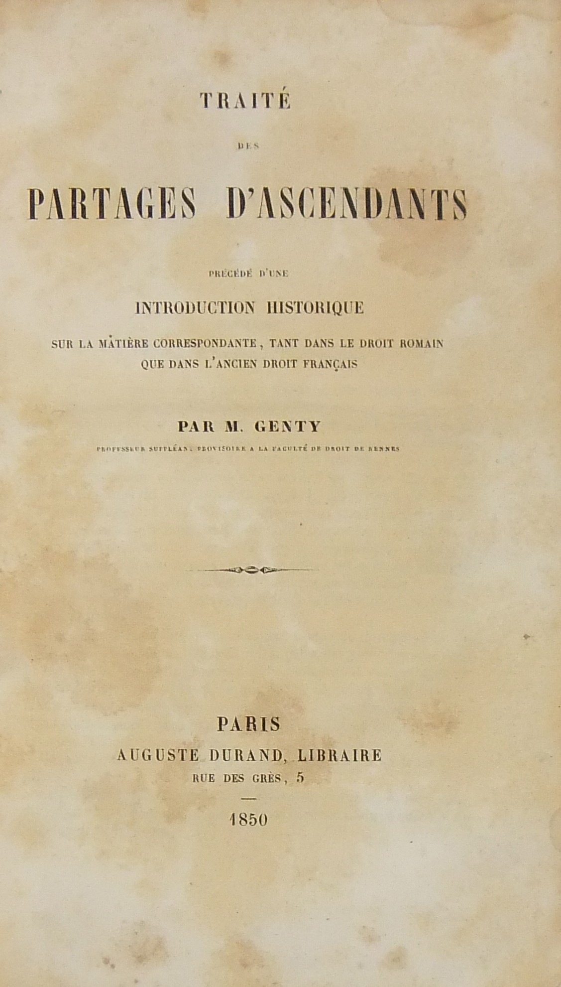 Traite des partages d'ascendants 