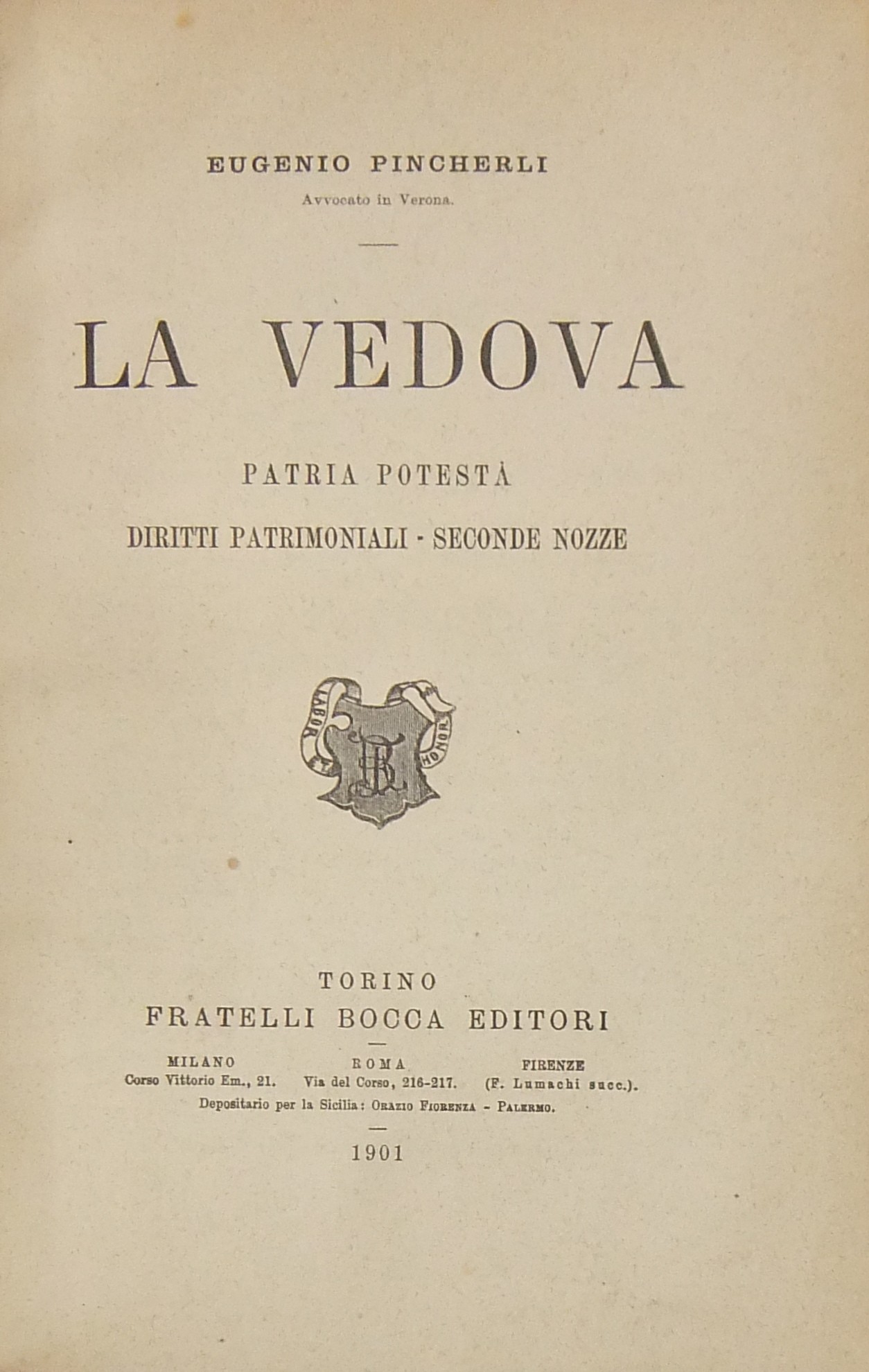 La vedova. Patria potestà. Diritti patrimoniali. Seconde nozze