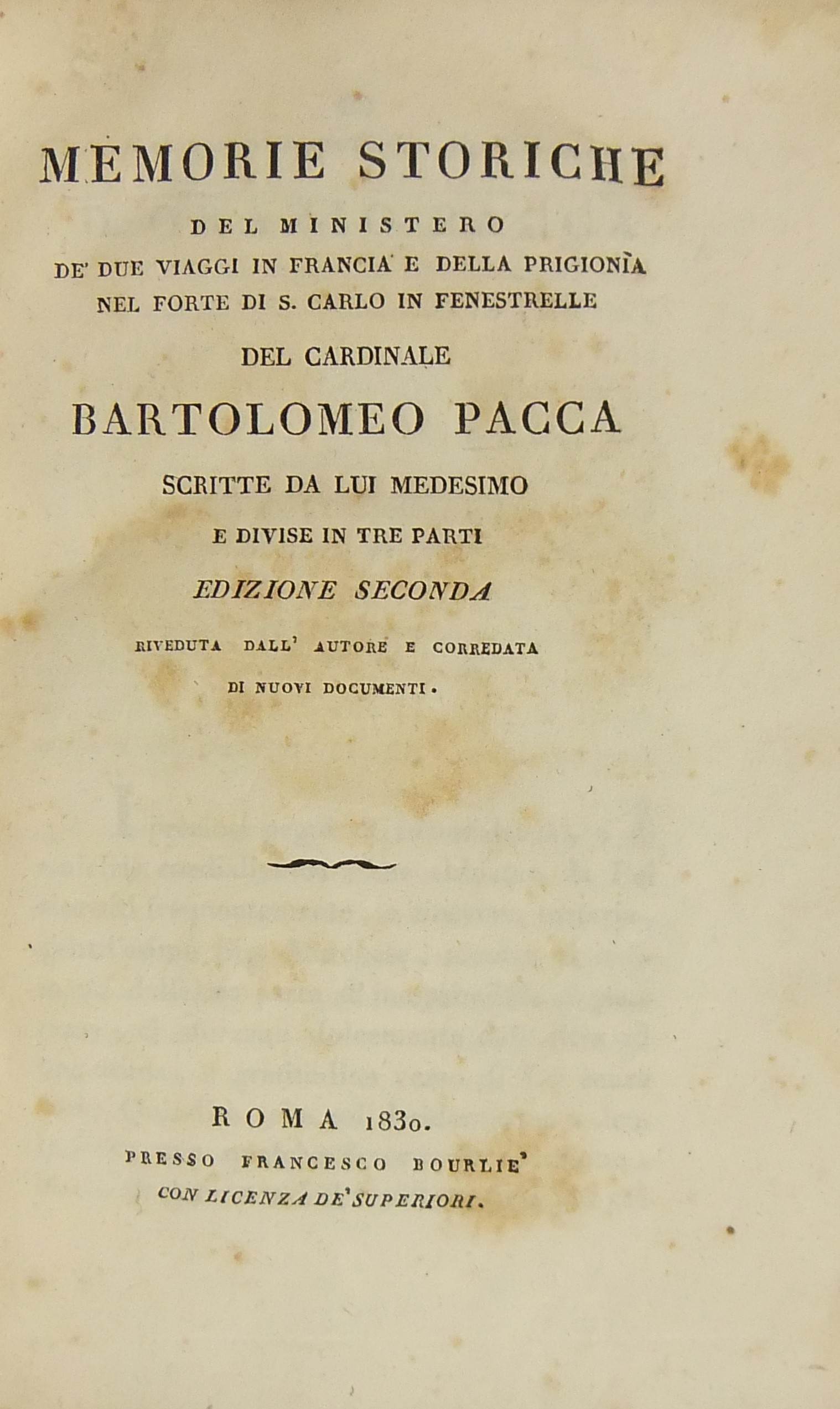 Memorie storiche del ministero de' due viaggi in F