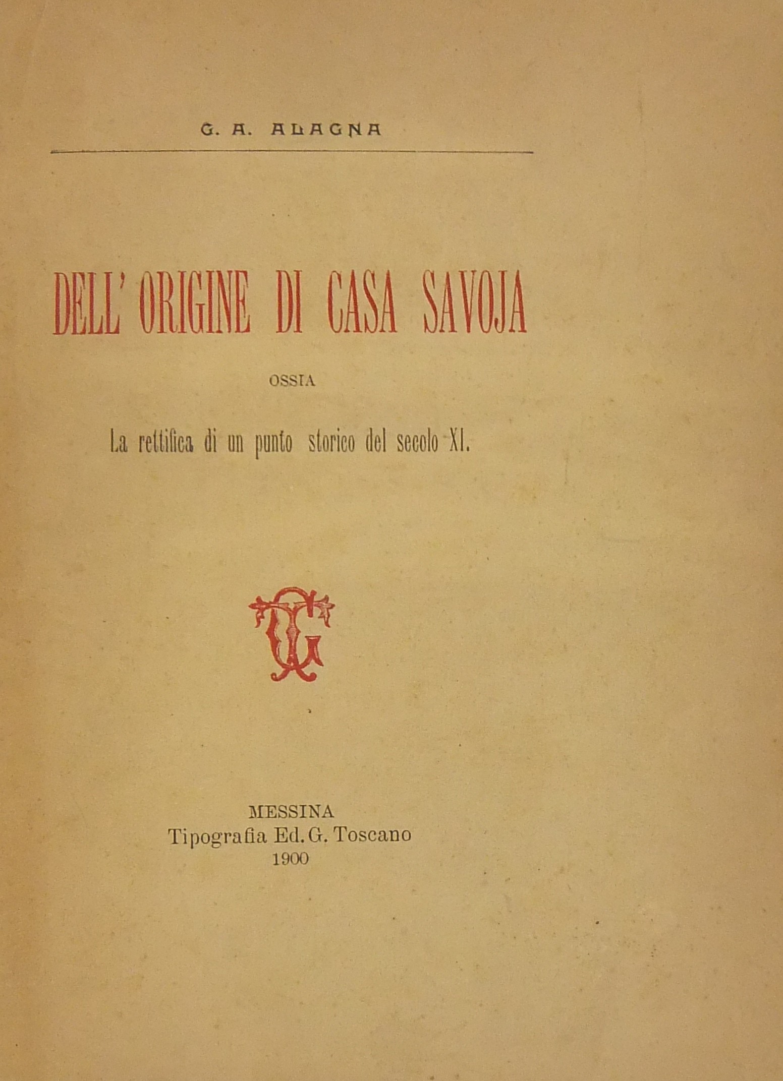 Dell'origine di Casa Savoia ossia la rettifica di