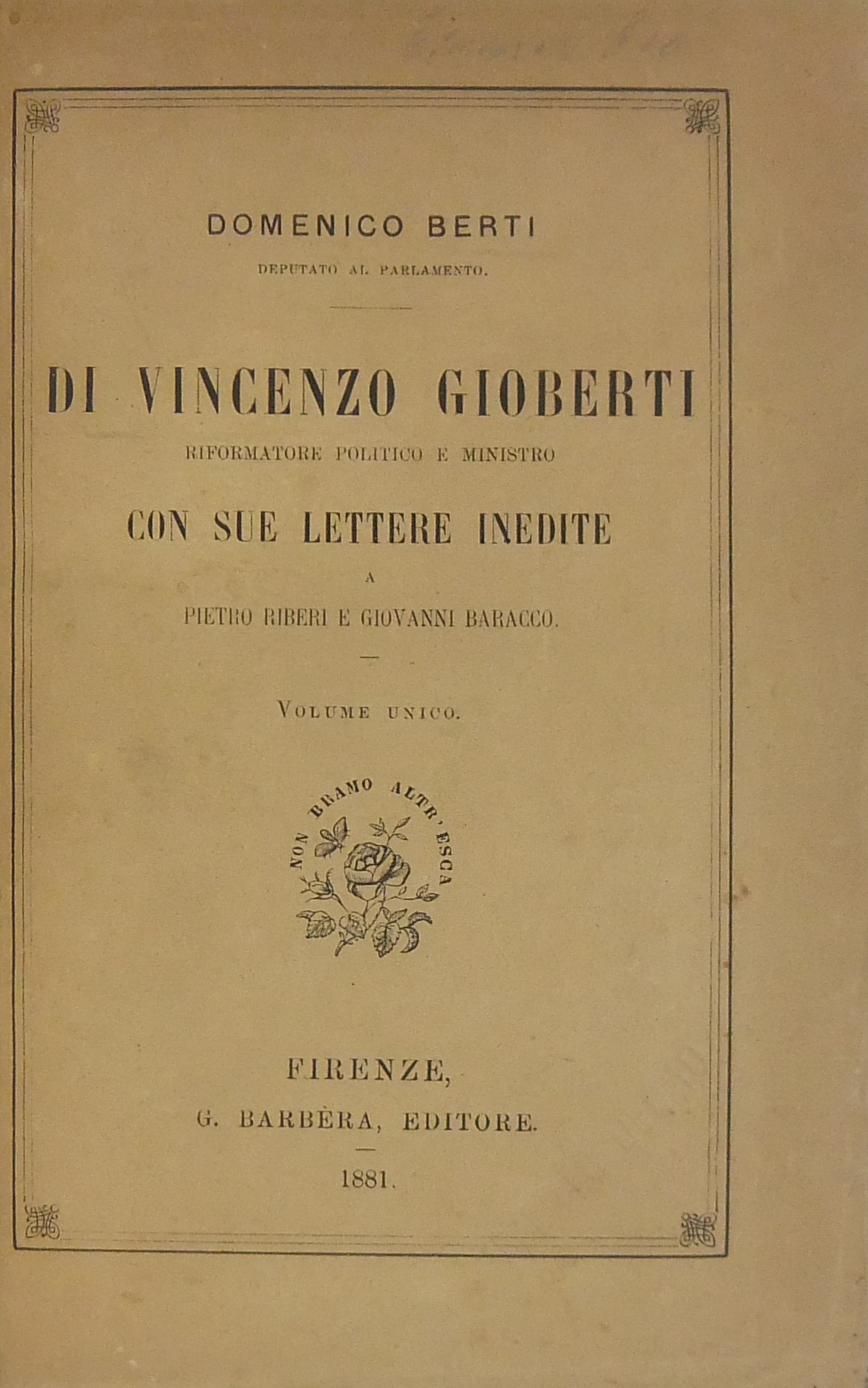 Di Vincenzo Gioberti riformatore politico e minist