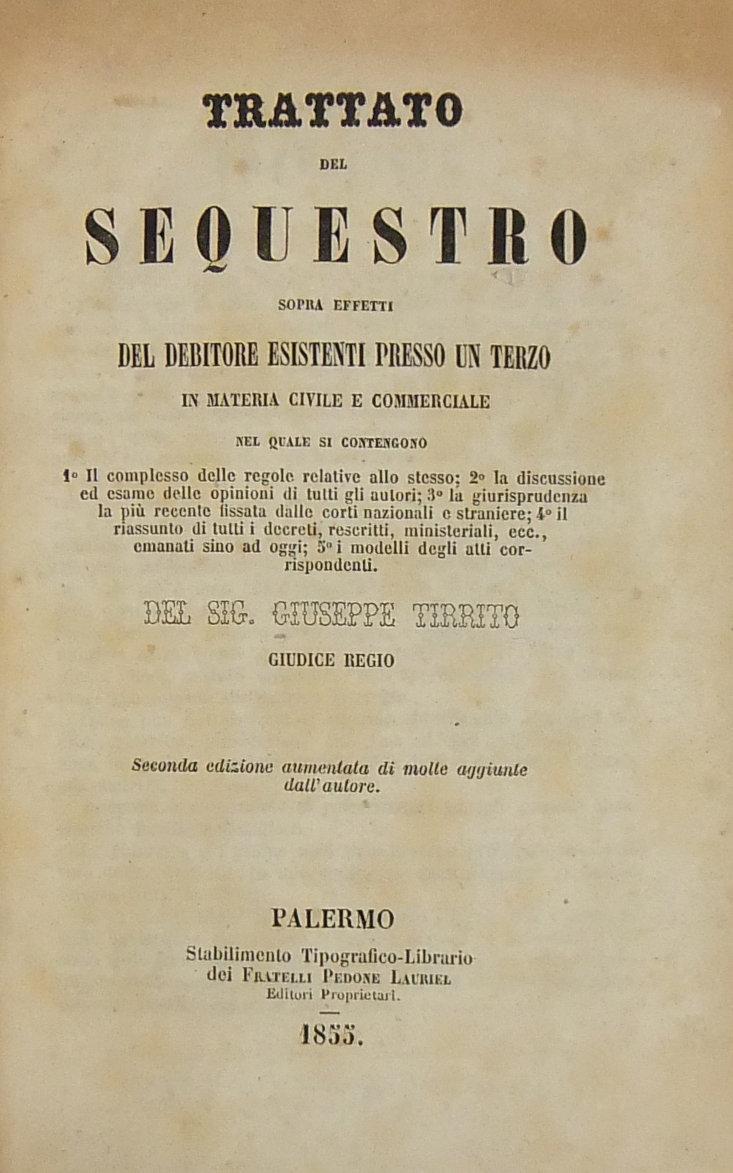 Trattato del sequestro sopra effetti del debitore