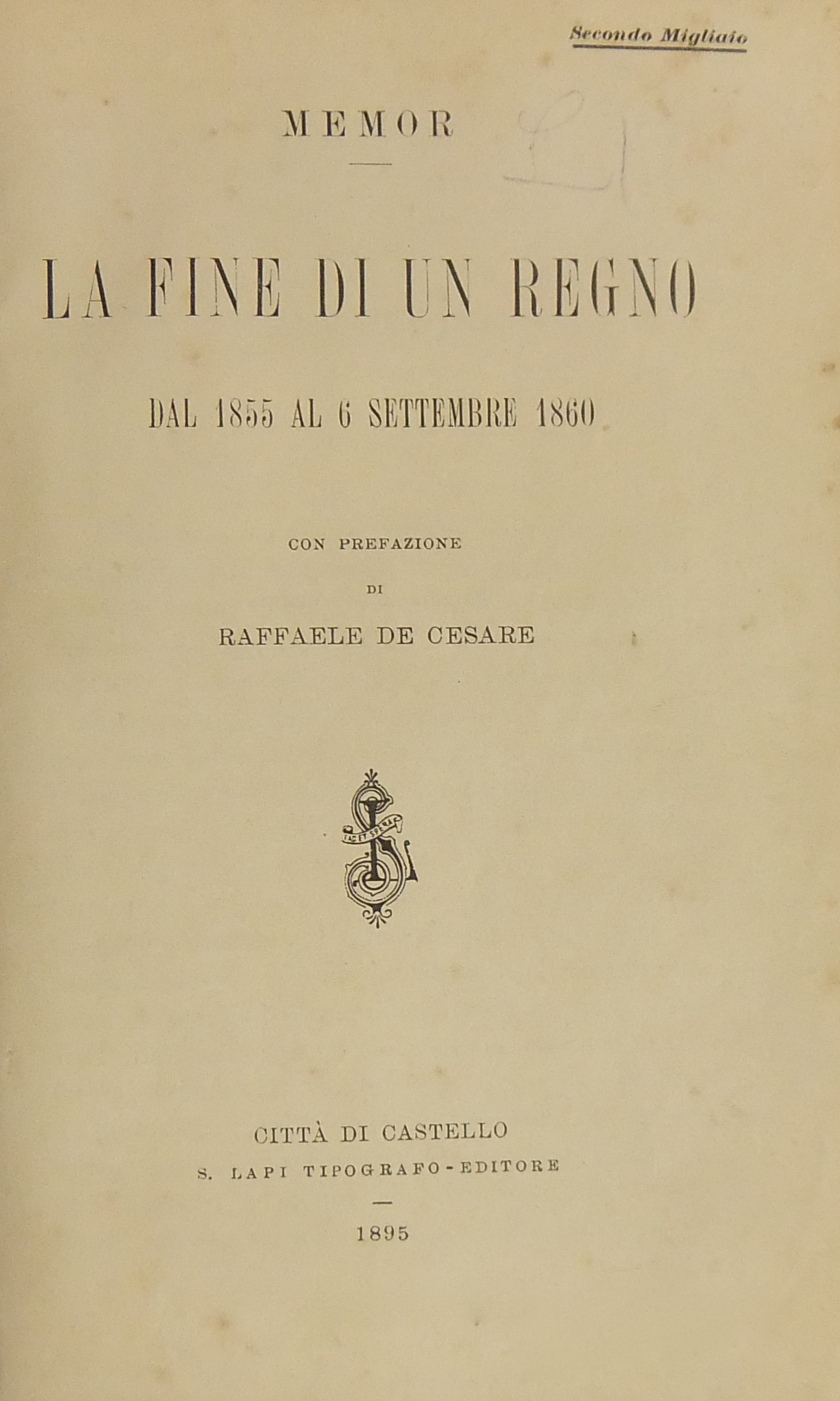 La fine di un Regno dal 1855 al 6 settembre 1860.