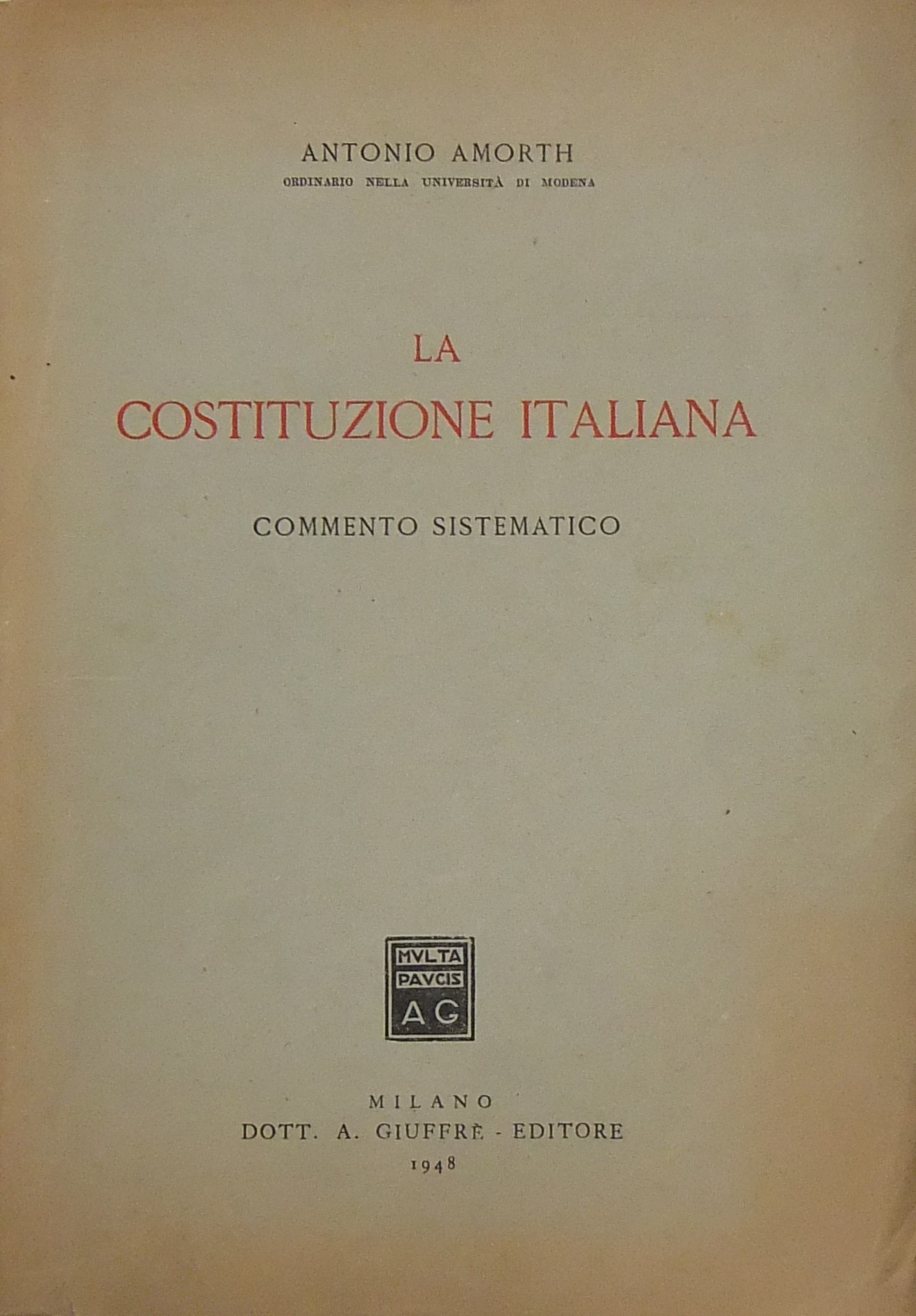 La Costituzione italiana. Commento sistematico