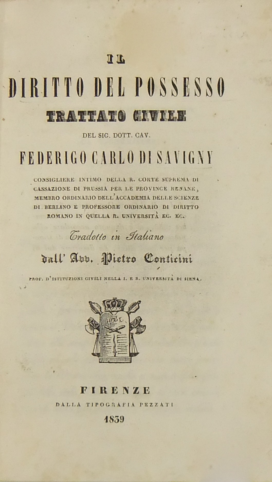 Il diritto del possesso trattato civile.