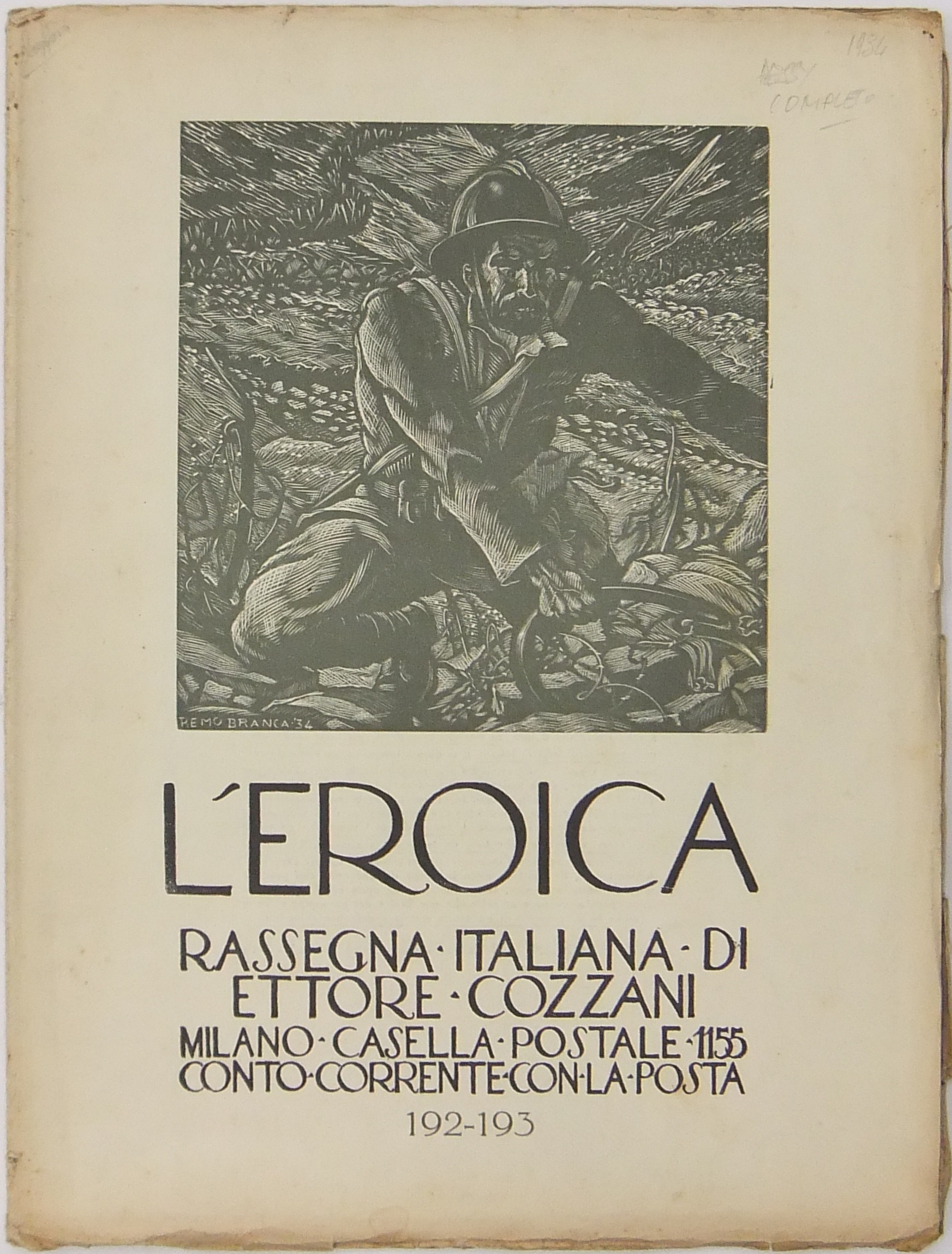 L'Eroica. Rassegna Italiana. Anno XXII-XXIII. Quaderno 192-193
