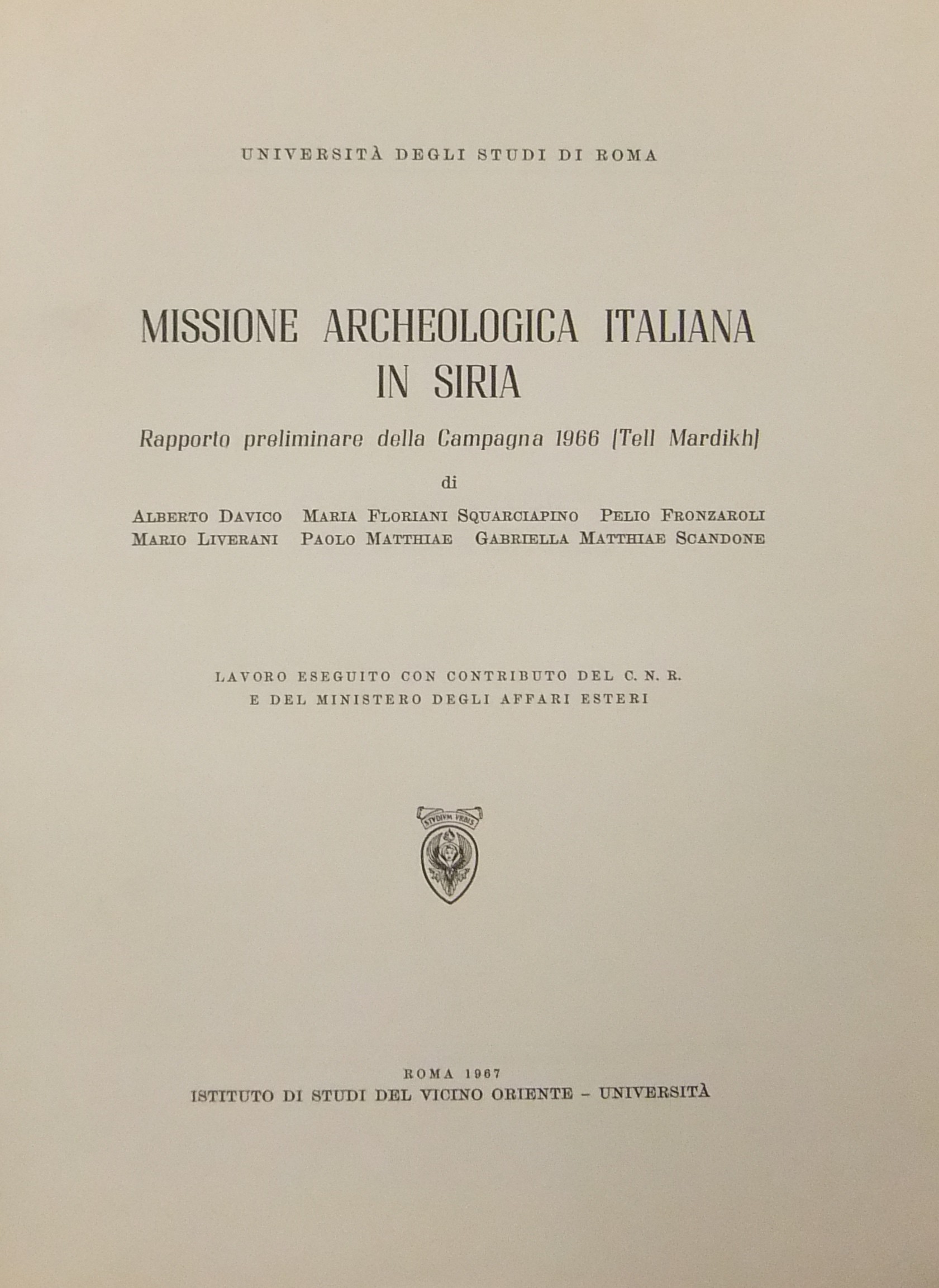 Missione archeologica italiana in Siria. 