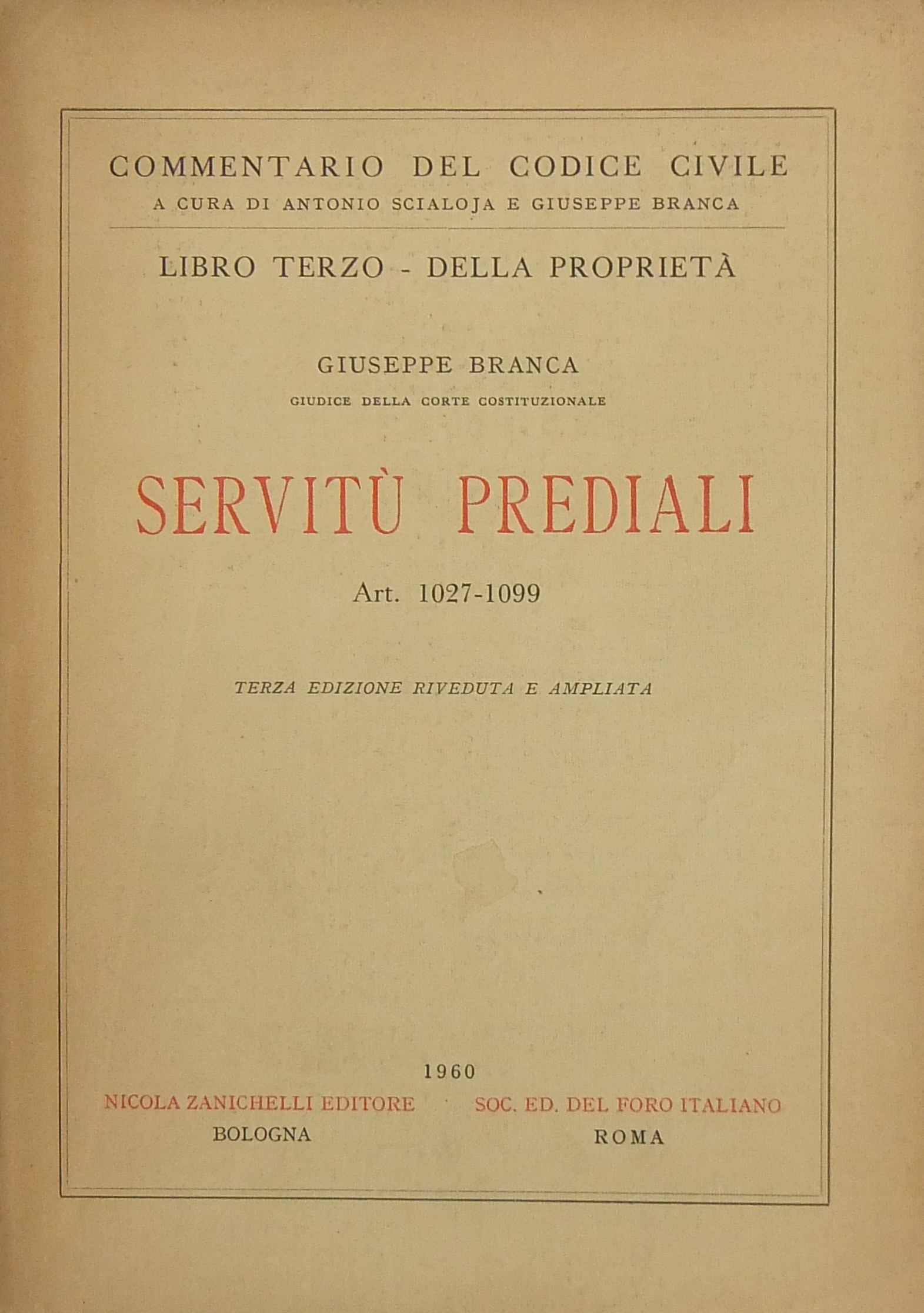 Servitù prediali. Art. 1027-1099