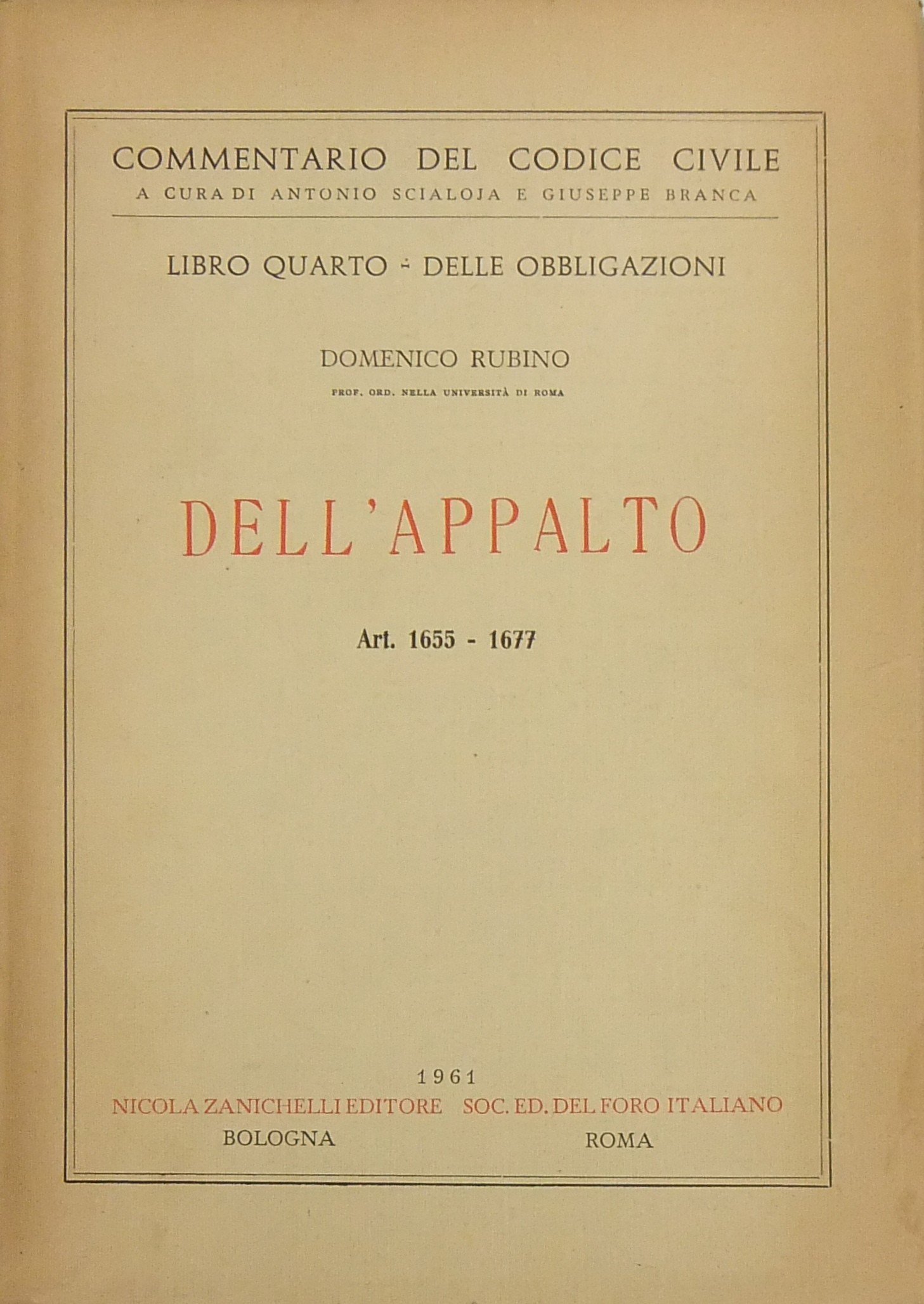 Dell'appalto. Art. 1655-1677