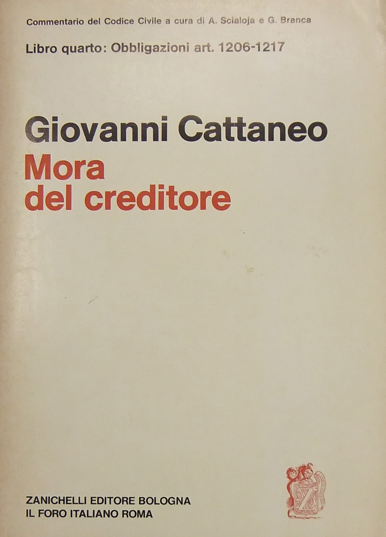 Della mora del creditore. Art. 1206-1217