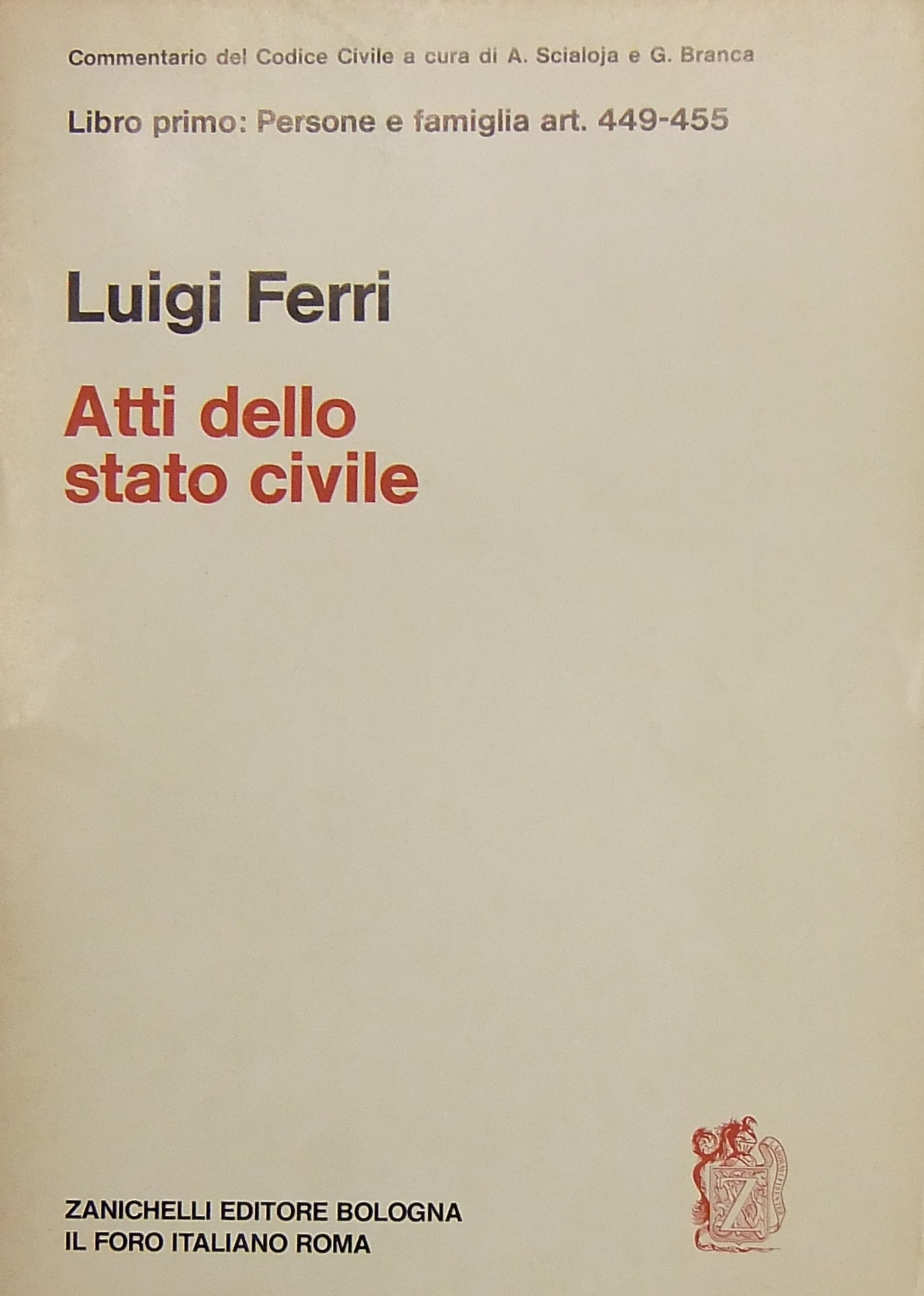 Degli atti dello stato civile. Art. 449-455