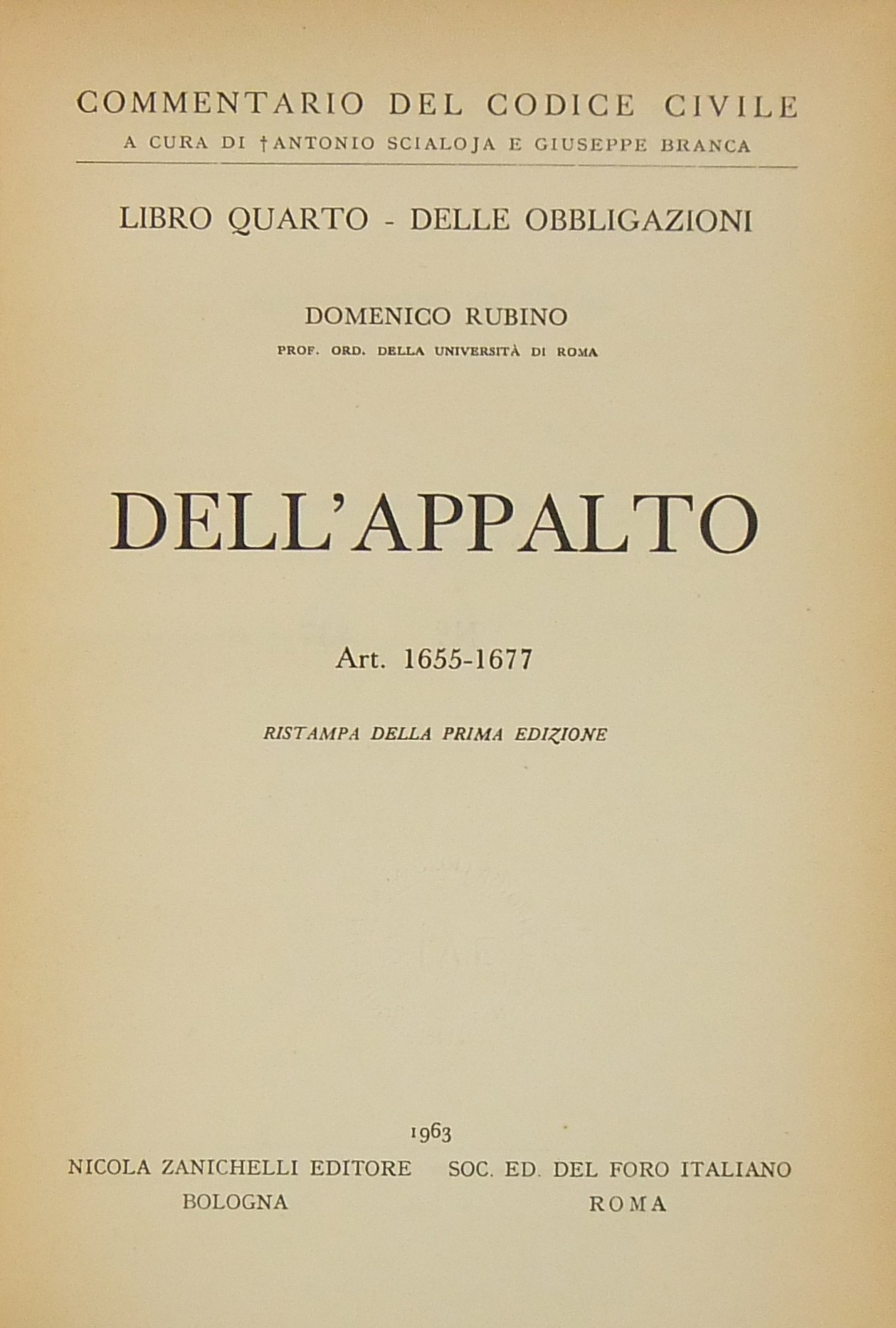 Dell'appalto. Art. 1655-1677