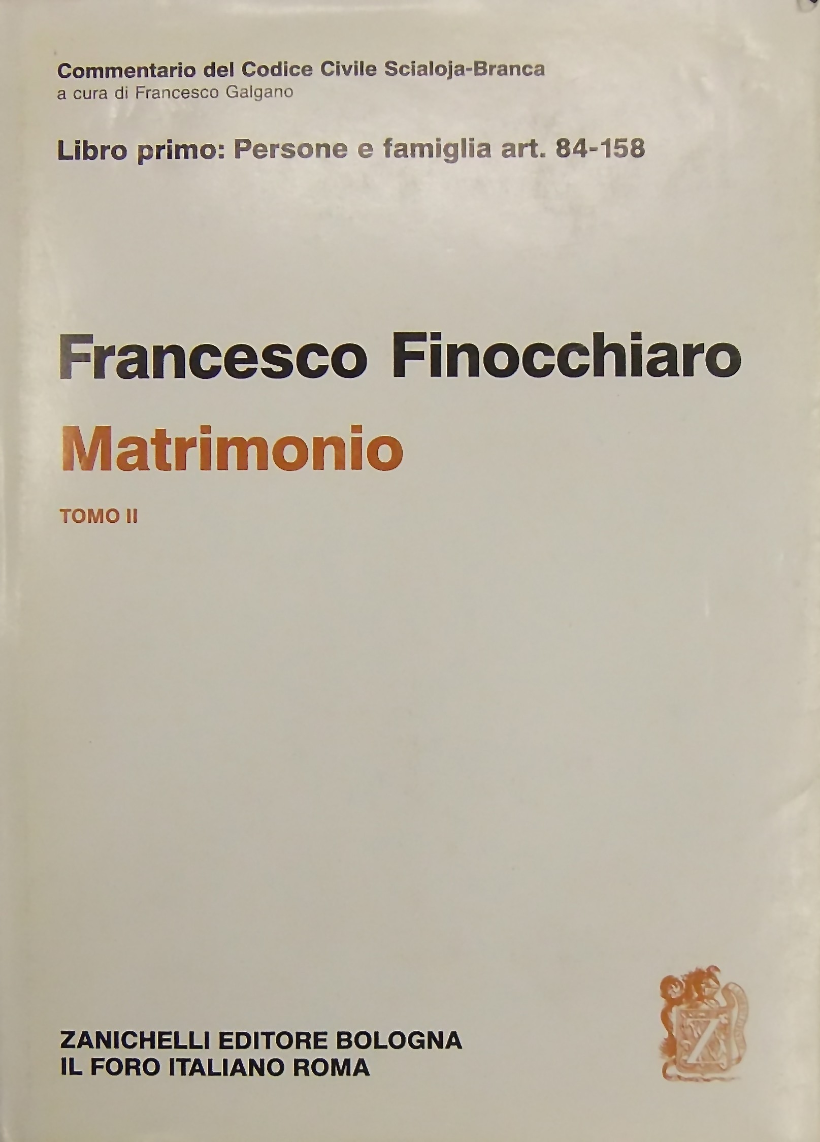 Del matrimonio. Tomo II. Art. 84-158