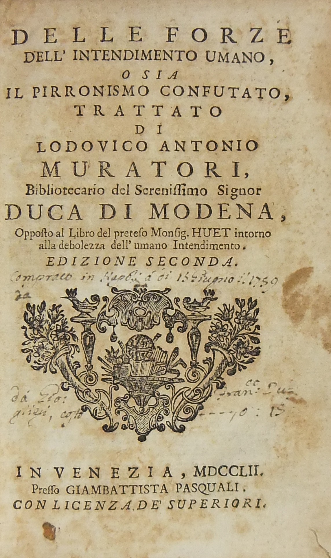 Delle forze dell'intendimento umano ossia il Pirronismo confutato... 