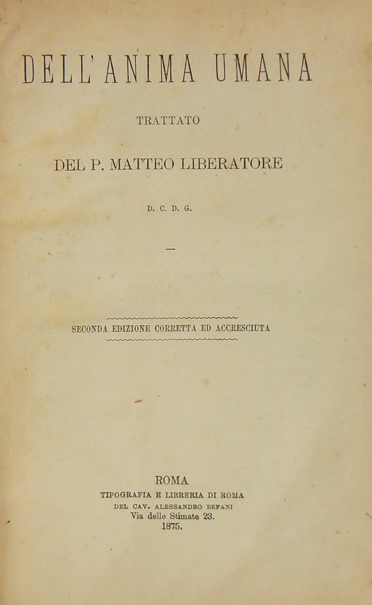 Dell'anima umana. Trattato