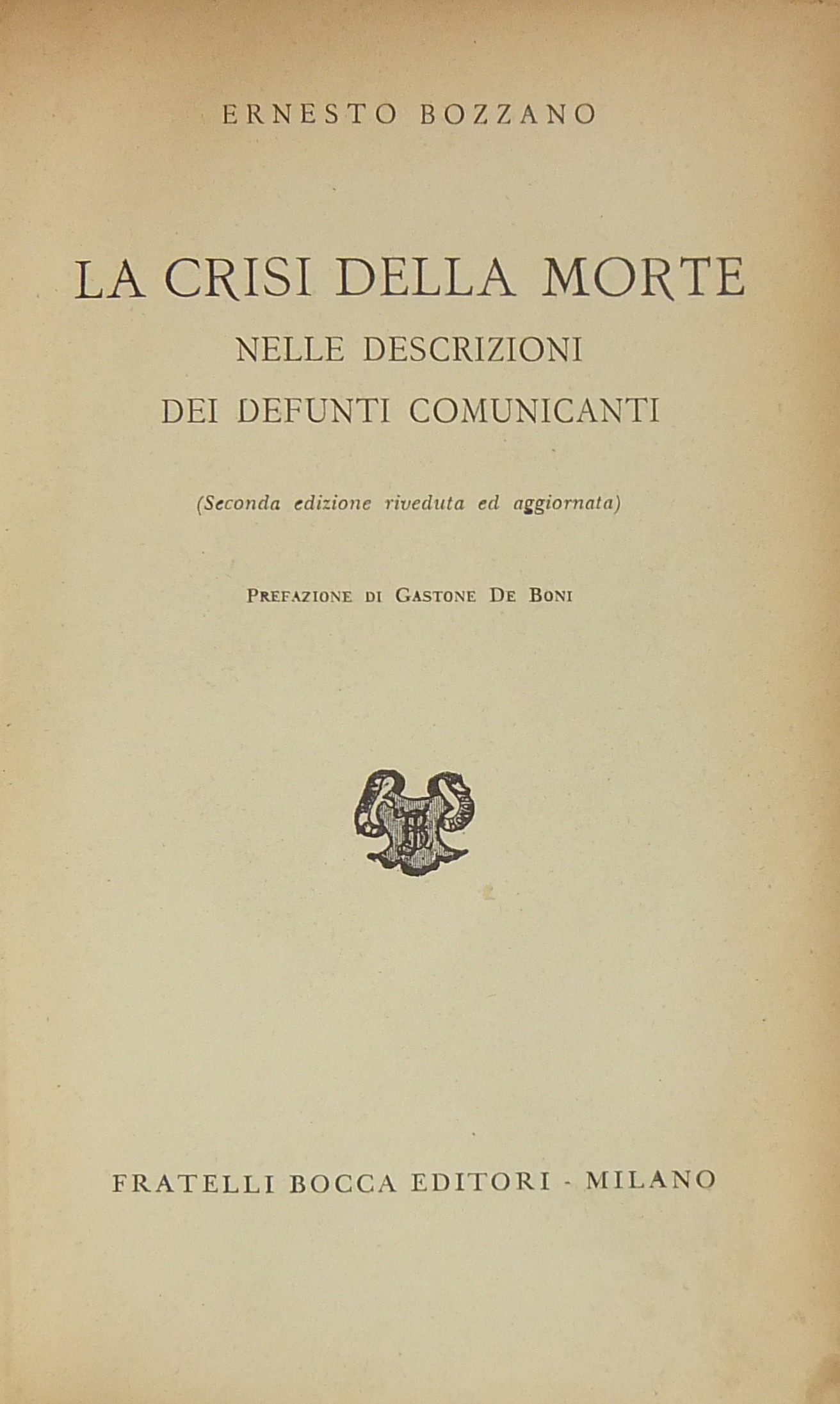 La crisi della morte nelle descrizioni dei defunti comunicanti.