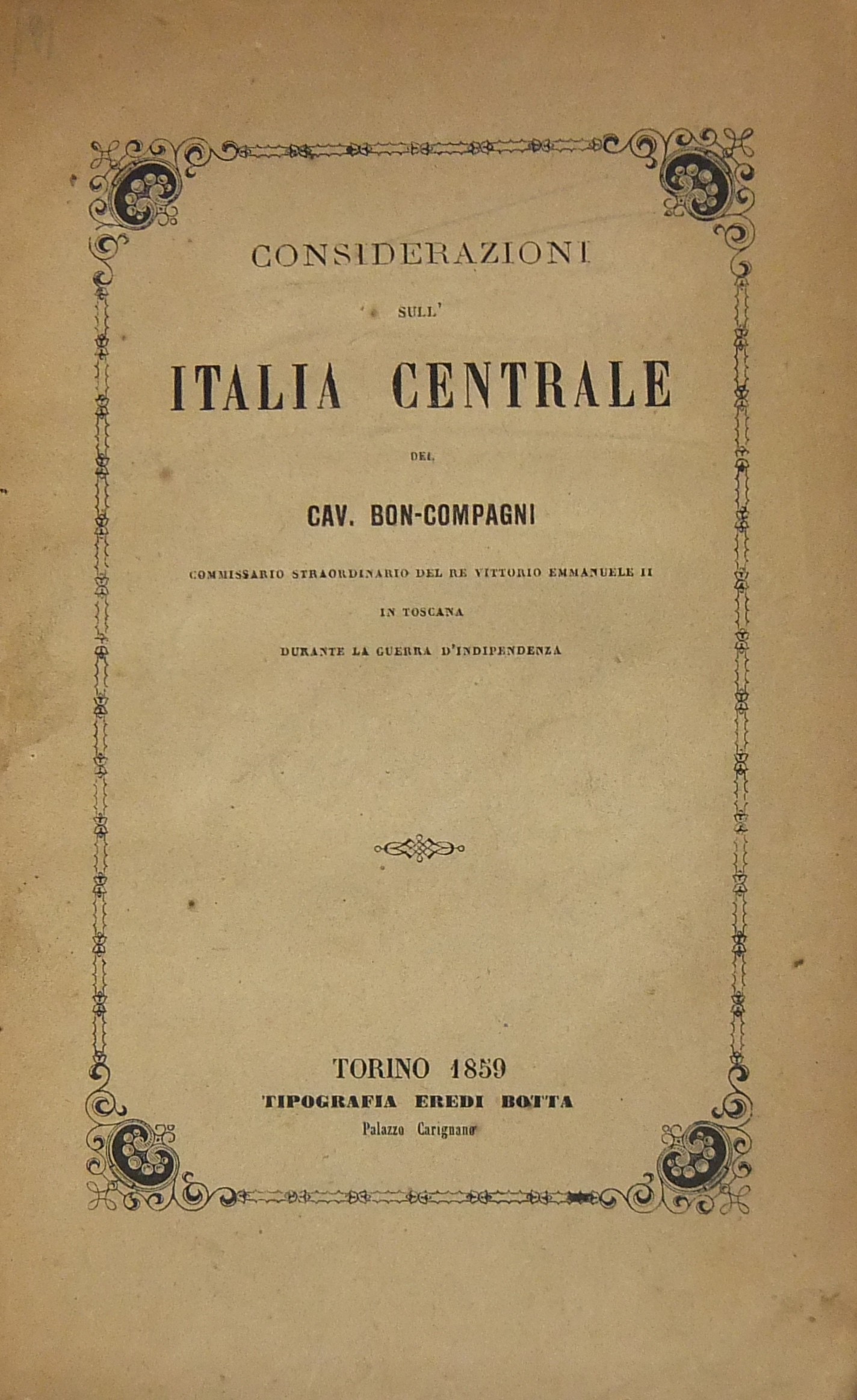 Considerazioni sull'Italia Centrale del Cav. Bon-Compagni